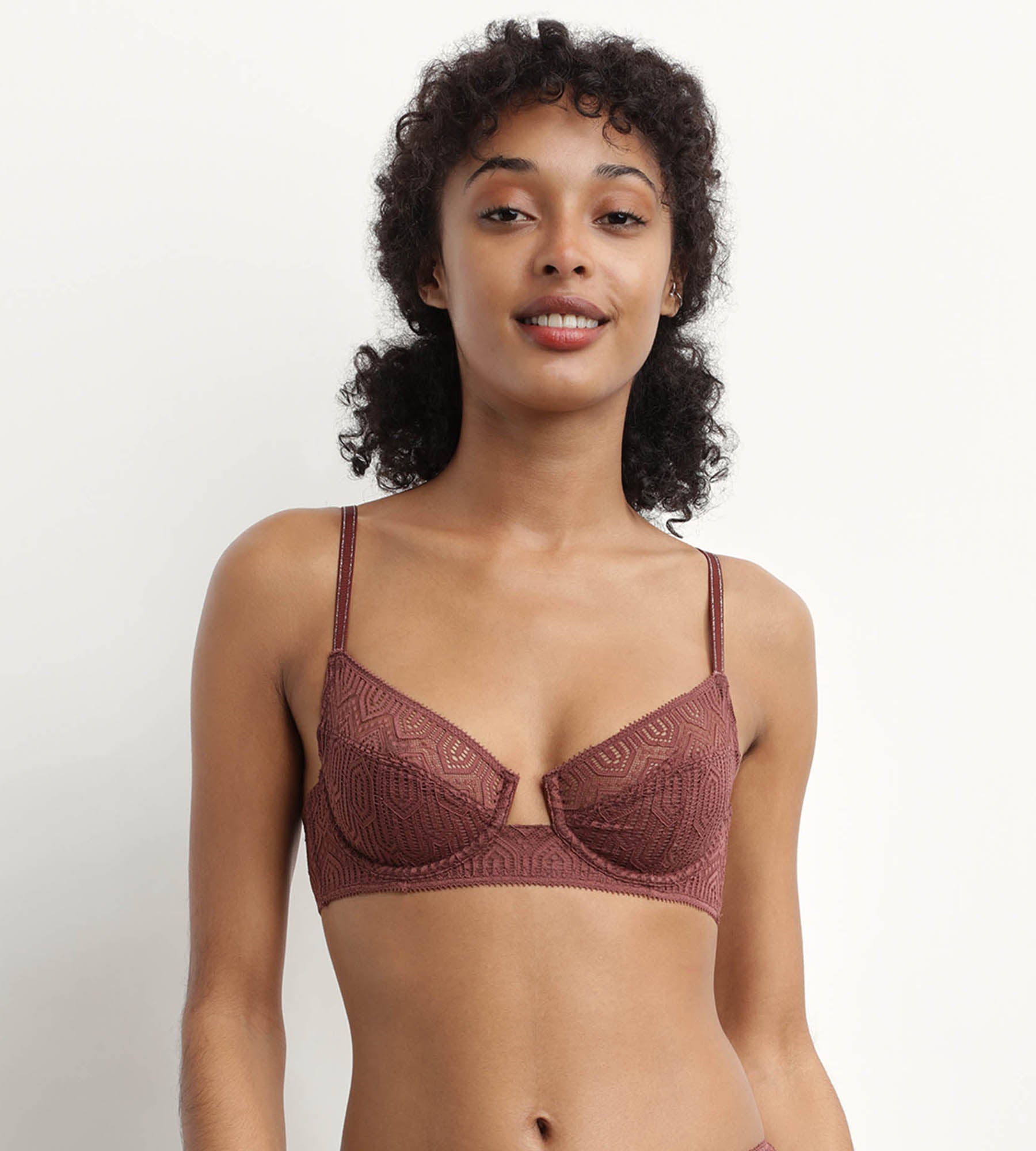 Dim Women's Supportive Underwire Lace Bra in Cacao - Comfortable Full Coverage for Everyday Wear & Workout