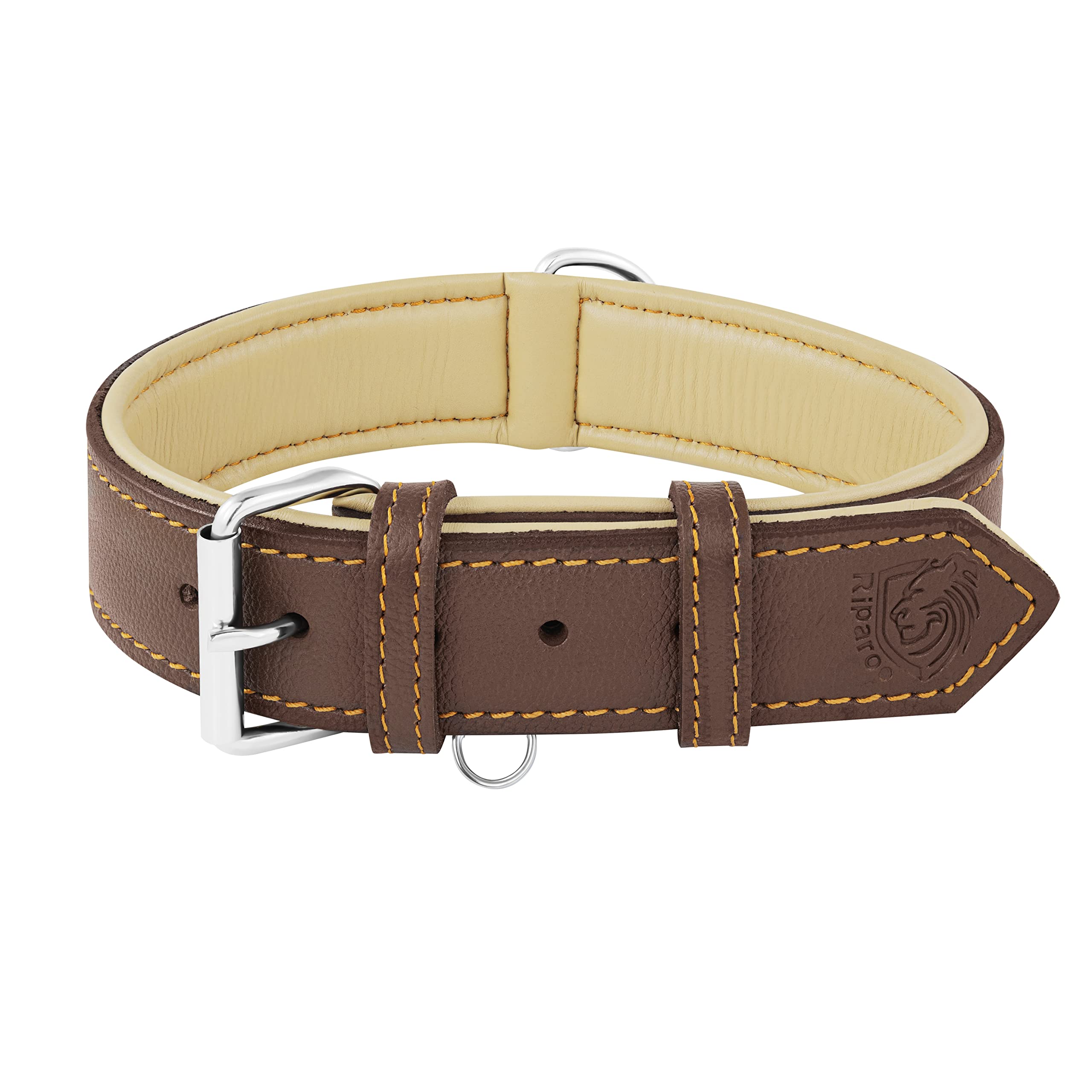Premium Genuine Leather Dog Collar for Medium Dogs - Adjustable 13.5