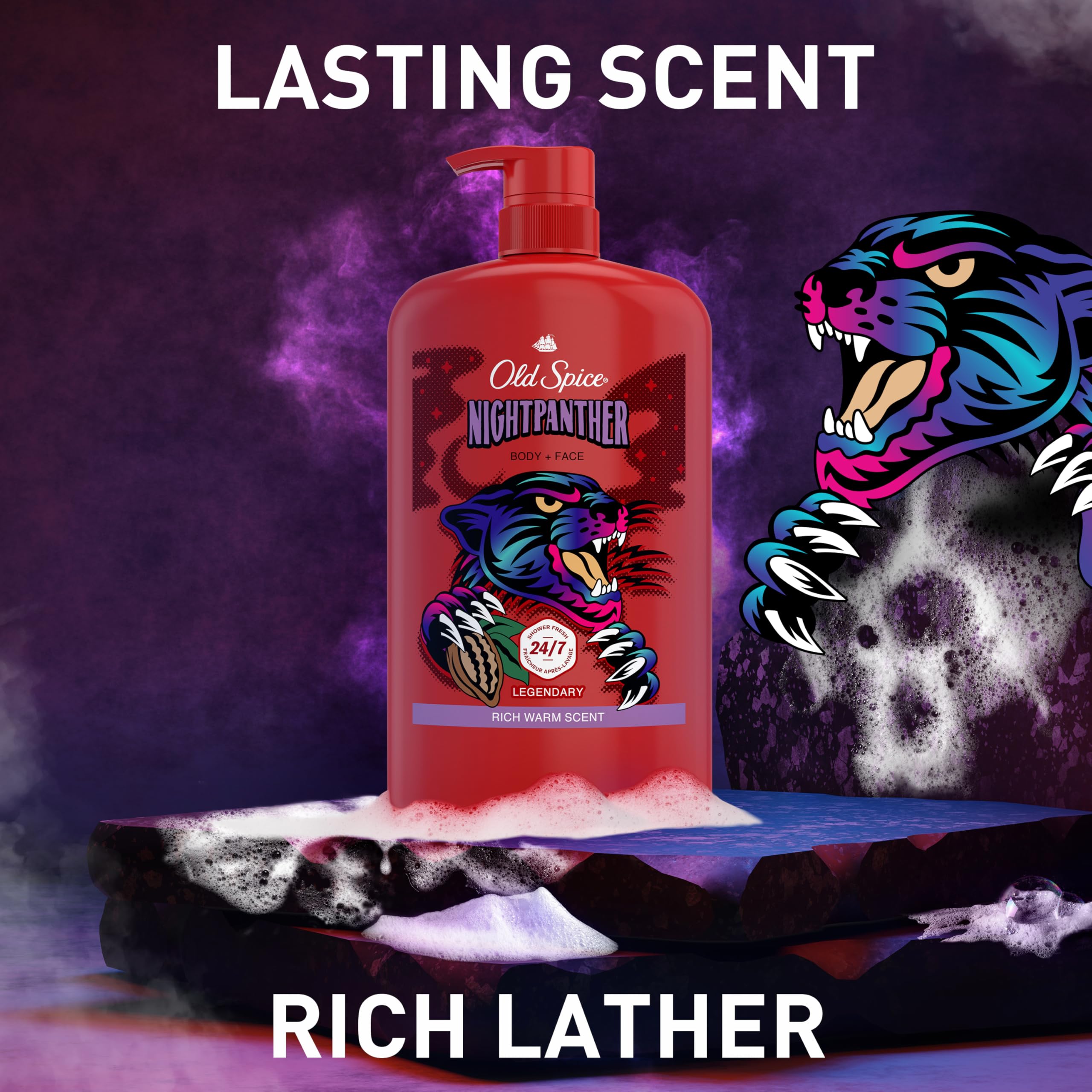 Old Spice 3X Defense Body Wash for Men - 24/7 Freshness with NightPanther Scent | 2-in-1 Shower Gel & Face Cleanser | Long-Lasting Fragrance | Pack of 4 (33.4 fl oz each) | Perfect for Gym, Travel & Daily Shower Routine