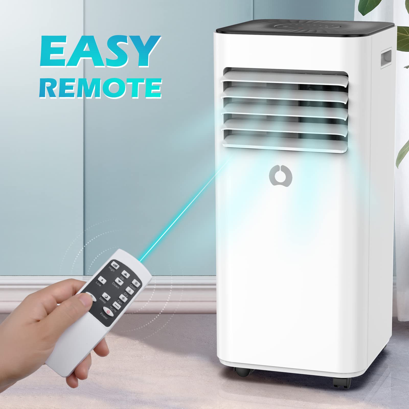 10,000 BTU Portable Air Conditioner for Rooms up to 450 Sq.Ft - 3-in-1 Cooling AC Unit with Dehumidifier & Fan - Remote Control Included - Perfect for Bedrooms, Apartments & Small Offices