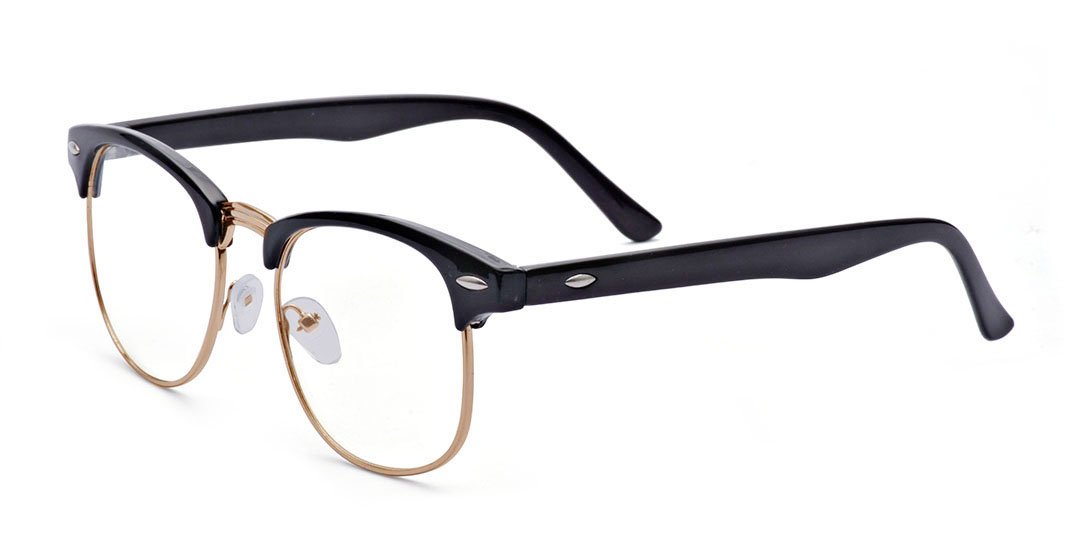 Stylish Semi-Rimless Half Frame Clear Lens Myopia Glasses for Women & Men (-4.0) - Perfect for Computer Use, Reading & Retro Fashion
