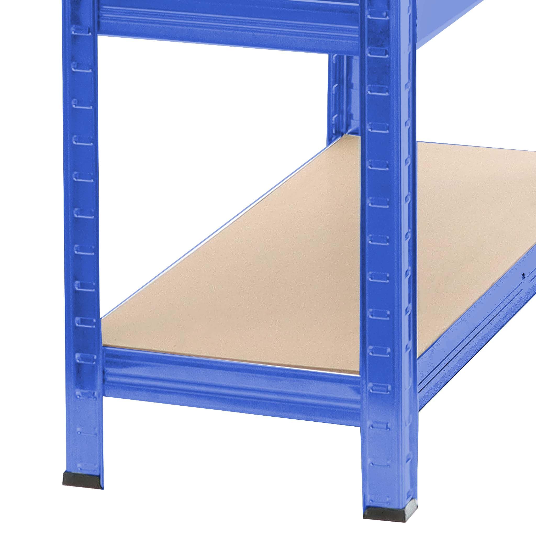 Wiltec Heavy Duty Boltless Shelving Unit 100x50x204cm - 5-Tier Industrial Storage Rack, 200kg Capacity per Shelf, Blue Metal Shelves for Garage, Workshop & Warehouse Organization
