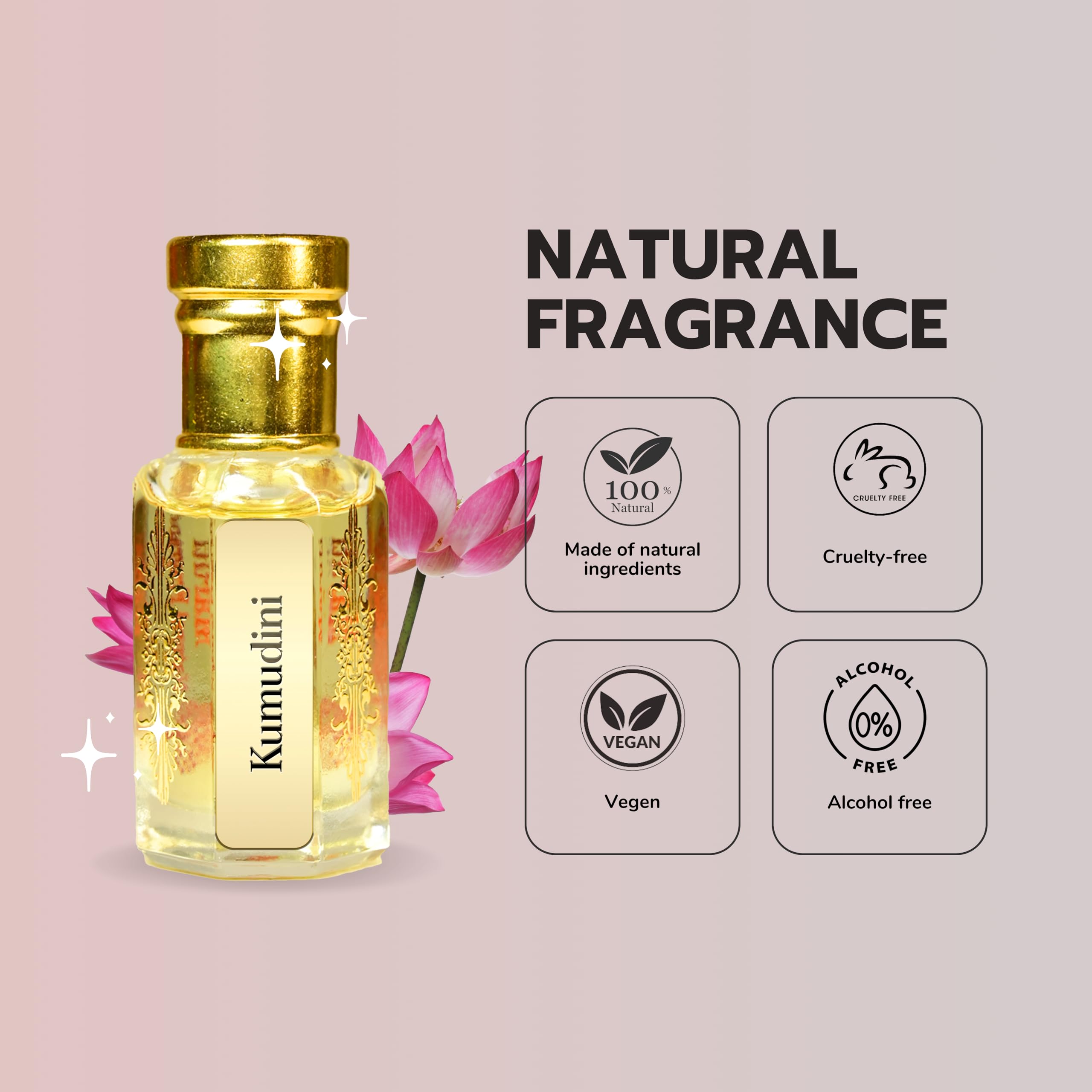 Maruti Natural Kumudini Attar Roll-On Perfume - Long Lasting Fragrance for Men & Women, Alcohol-Free Unisex Scent (10ml) - Perfect for Daily Wear, Gifting & Special Occasions