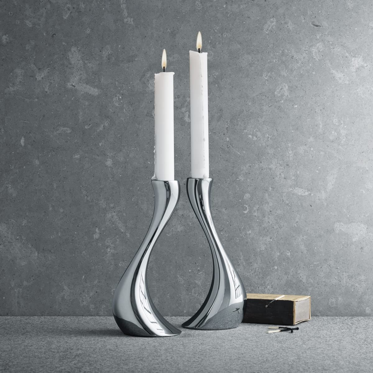 Georg Jensen Cobra Medium Candle Holder Set of 2 - Modern Home Decor for Dining Table, Living Room & Wedding Centerpiece