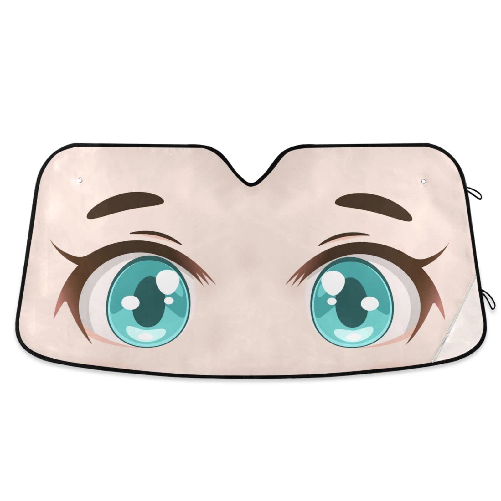 Boccsty Anime Eyes Car Windshield Sun Shade for SUV, Truck & Vehicles - Cute Japanese Girl Design Sun Visor for Women, Men & Baby - Perfect for Summer Parking, Road Trips & Daily Commute