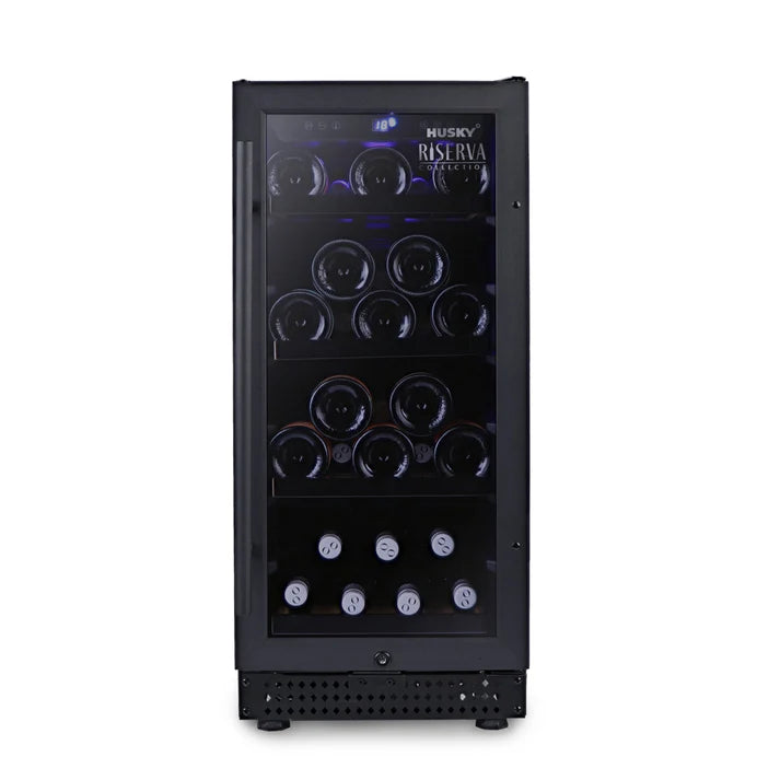 HUSKY Riserva 80L Single Zone Wine Cooler Refrigerator - Black HUSWS33SMBZY for Home, Office, or Restaurant Wine Storage & Display
