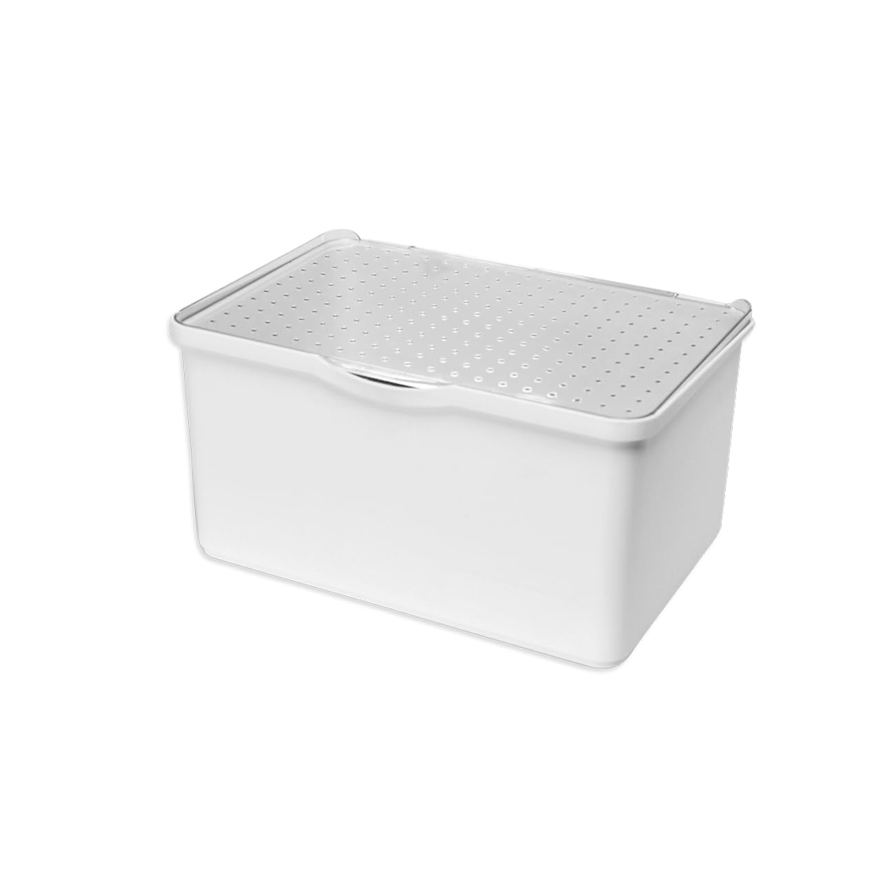 Madesmart Medium Stacking Lid Storage Bin - White Plastic Bathroom Organizer with Dry-Erase Label Space | Perfect for Bathroom Shelves, Under Sink Storage & Closet Organization