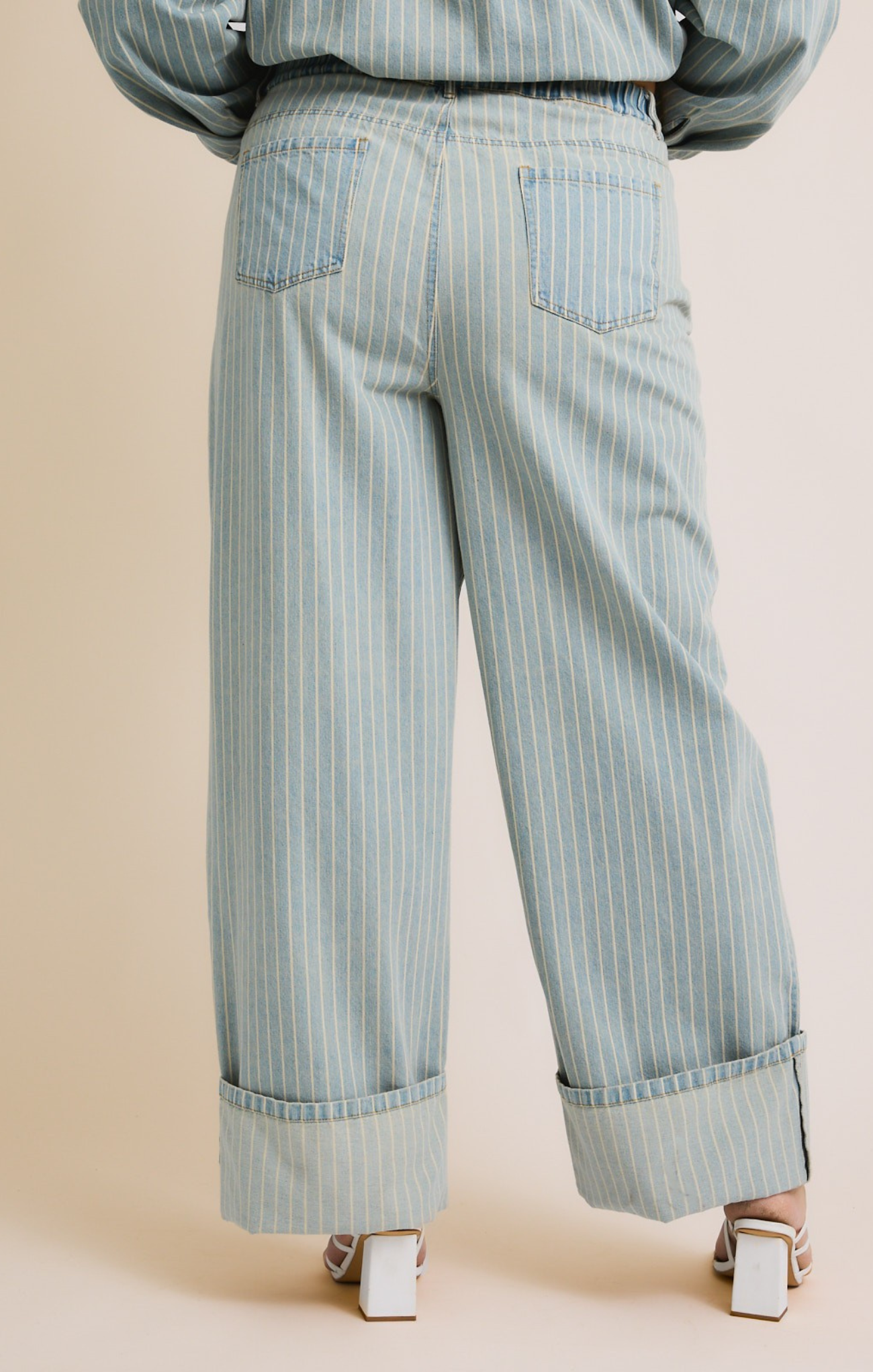 Curvy Kenna High Waist Striped Denim Jeans for Women - Trendy Plus Size Stretch Jeans for Casual Wear & Everyday Outfits