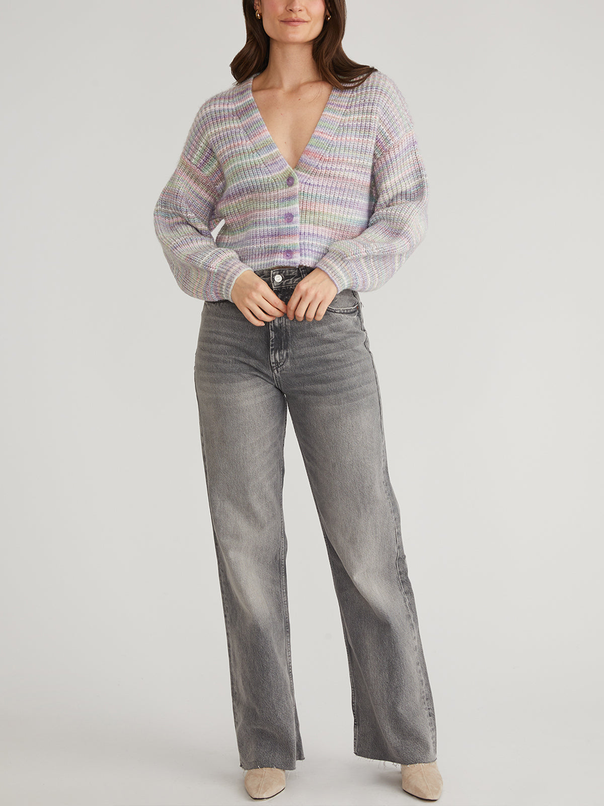 Libby Women's Spacedye Button Down Cardigan - Soft Long Sleeve Open Front Sweater for Casual Wear, Office & Layering