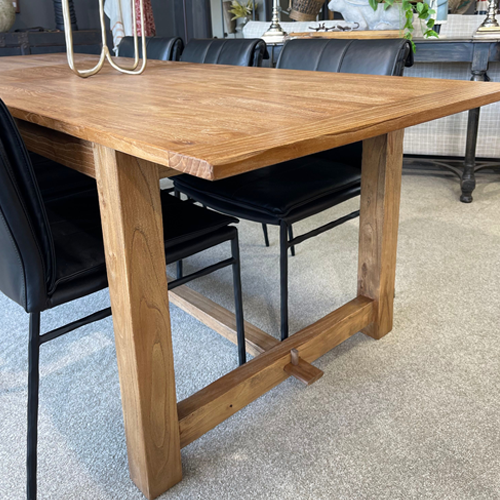Loire Elm Dining Table 180cm - Solid Wood Farmhouse Dining Table for 6-8 People - Perfect for Kitchen, Dining Room, and Family Gatherings
