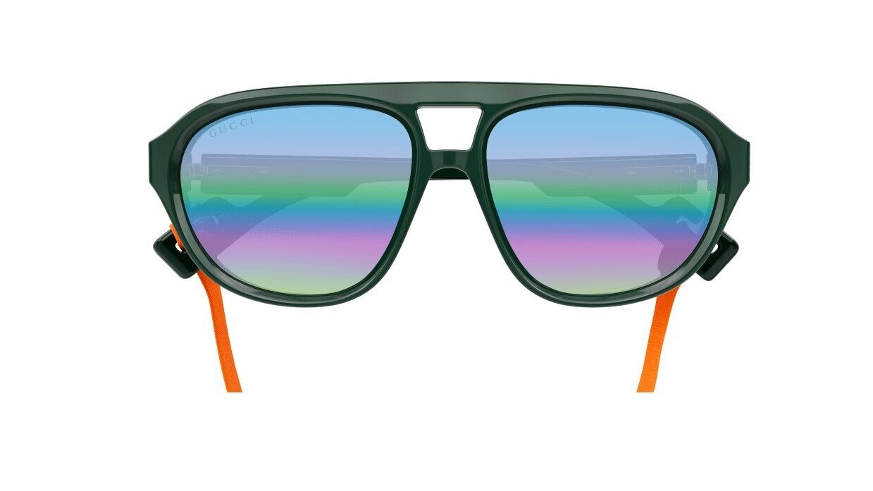 Gucci GG1239S 003 Green/Grey Polarized Sunglasses for Men with Gucci Lanyard - UV Protection, Luxury Fashion Accessory for Outdoor Activities, Travel & Summer Style
