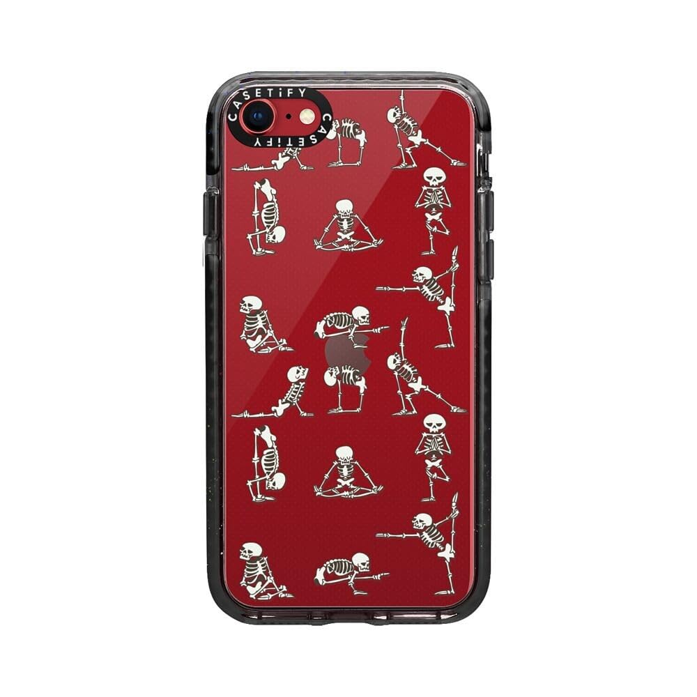 CASETiFY Impact Case for iPhone SE (2020/2022) & iPhone 7/8 - Skeleton Yoga Design - Clear Black Protective Phone Cover - Perfect for Gym, Yoga & Everyday Use
