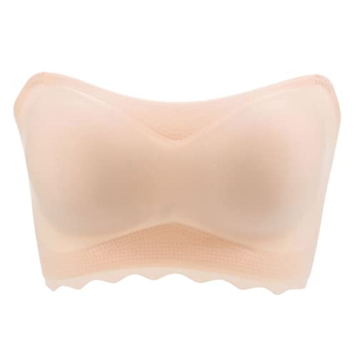 Women's Strapless Sports Bra - Non-Slip Wrap Design, Sexy & Comfortable for Yoga, Gym, Running - Beige, XL