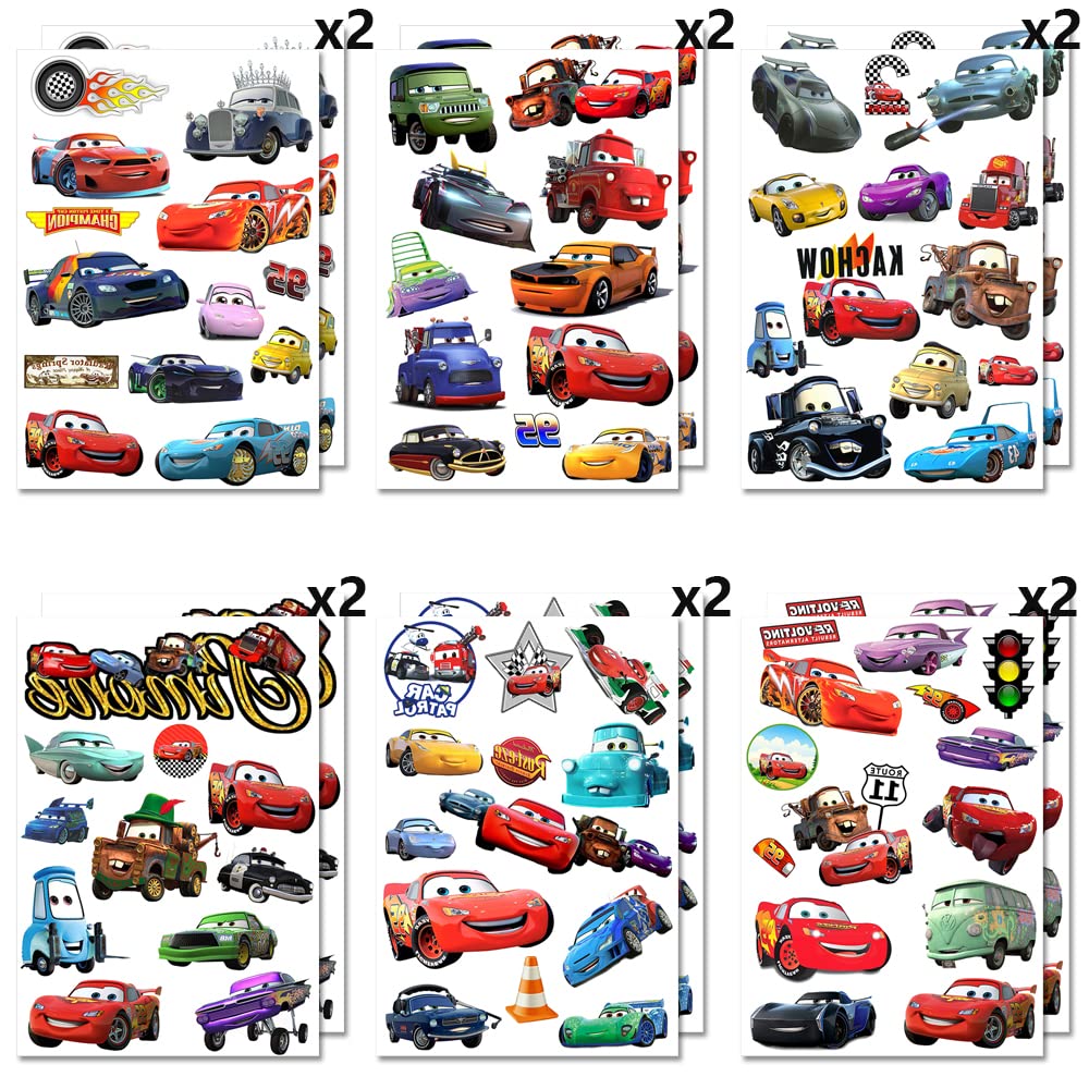 12 Sheets Kids Car Temporary Tattoos - Race Car Theme Party Supplies for Boys & Girls - Perfect for Birthday Decorations, Party Favors & Gifts - Great for Race Car Themed Parties, Birthday Celebrations & Special Events