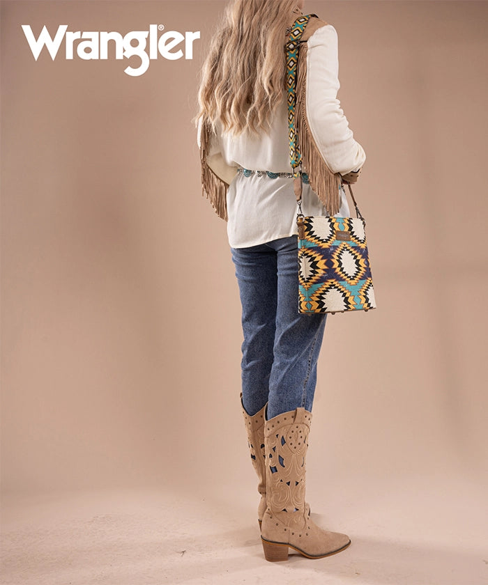 Wrangler Dual-Sided Print Canvas Shoulder Bag for Men & Women - Stylish Crossbody Purse for Travel, Work, and Everyday Use