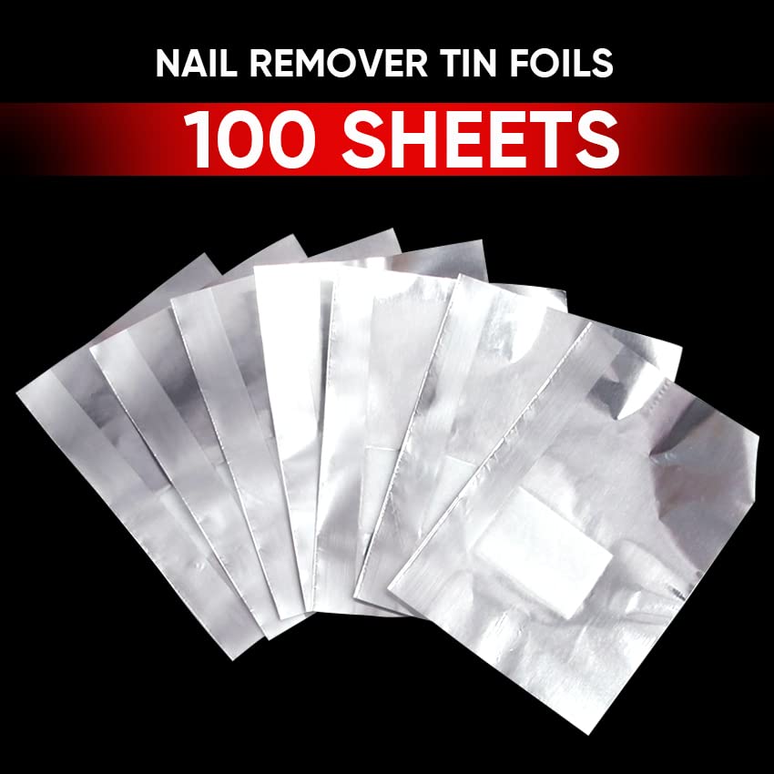 100 PCS Nail Foil Gel Aluminum Wraps Remover - Manicure Nail Art Cleaner & Cuticle Pusher - Cotton Pads for Nail Polishing - Non-Liquid Nail Polish Remover - Perfect for Salon & Home Nail Care