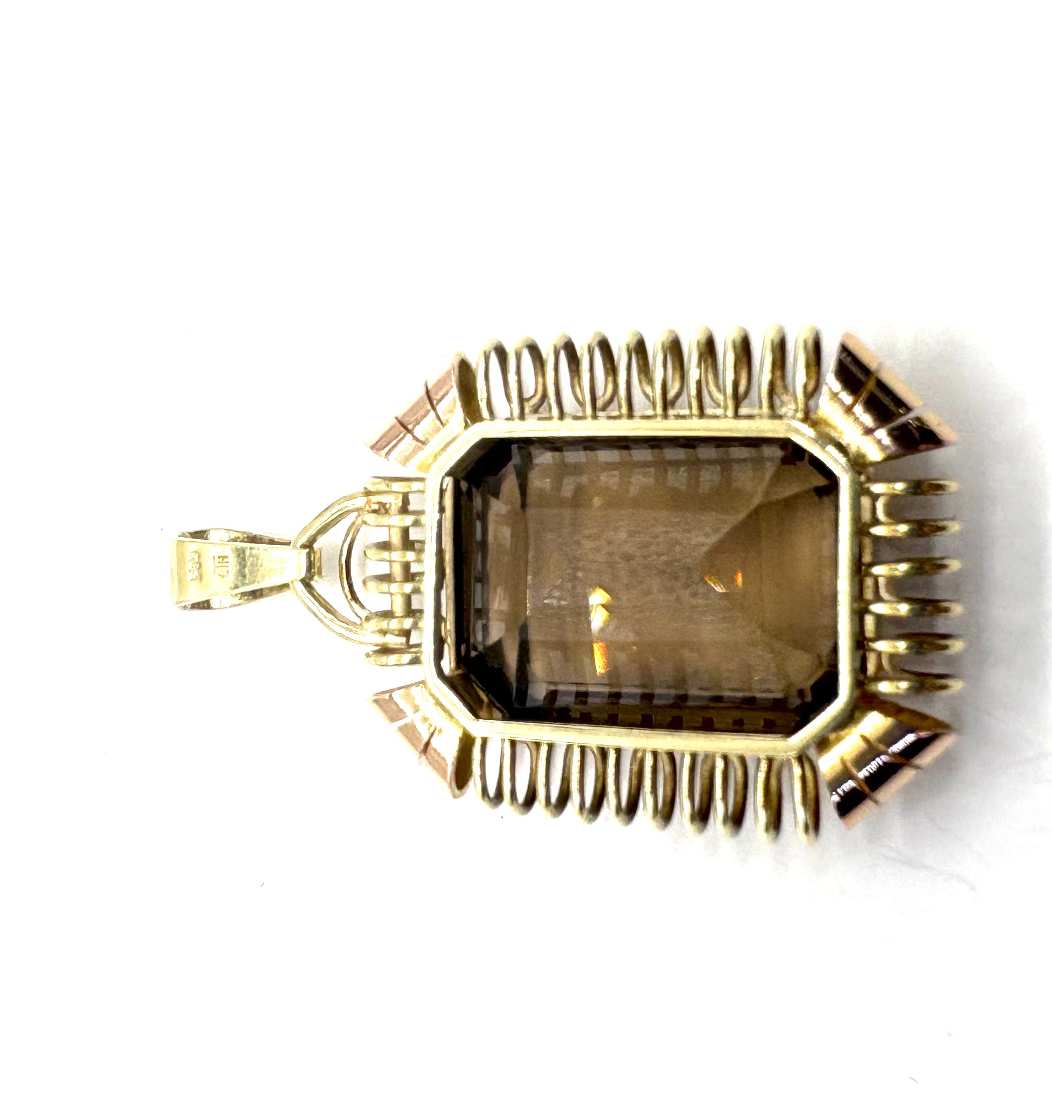 14K Yellow & Rose Gold Smokey Quartz Cutout Frame Pendant Necklace - Elegant Dainty Jewelry for Women, Perfect for Valentine's Day Gifts & Everyday Wear