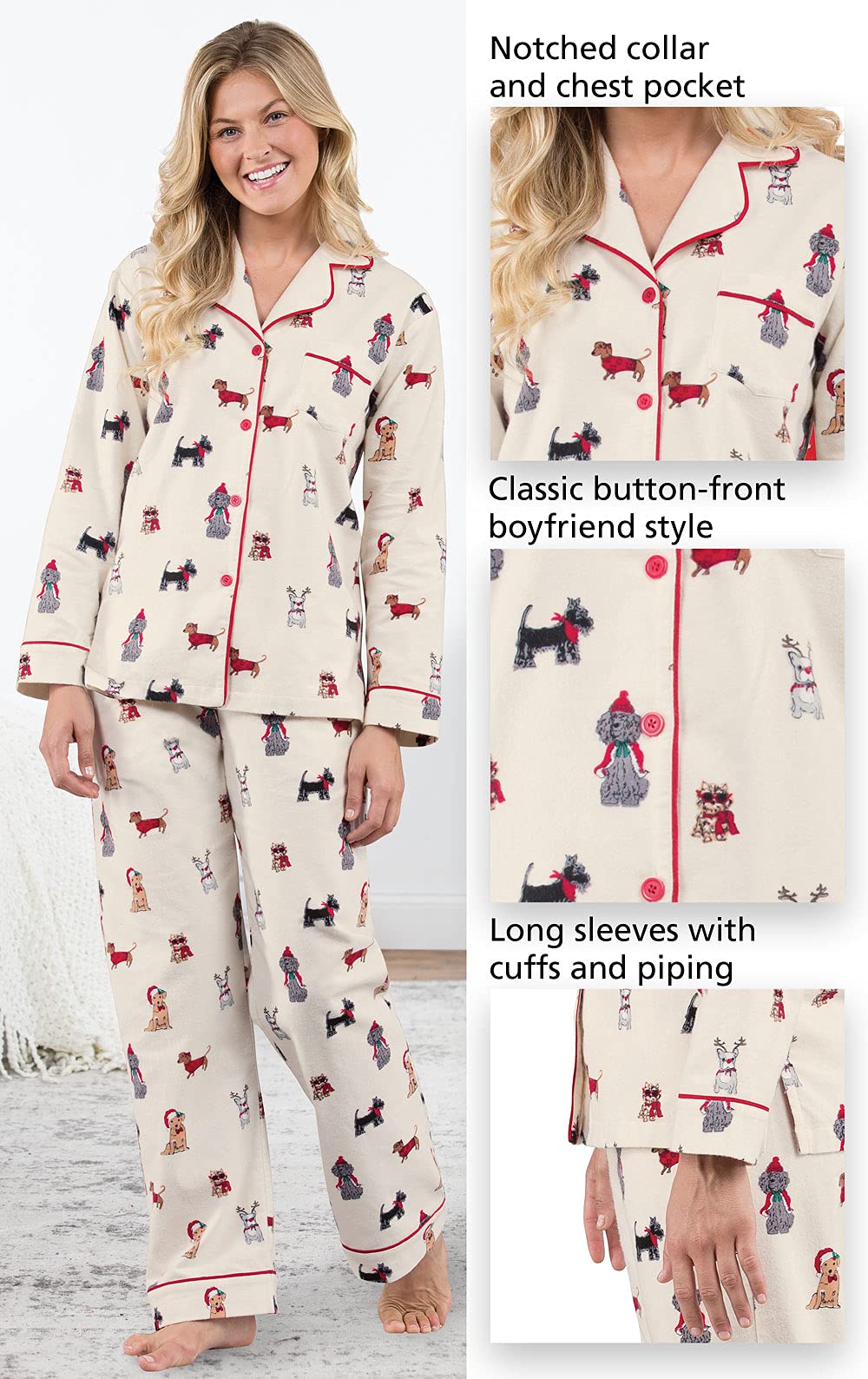 Cozy Winter Flannel Pajamas for Women - Soft & Warm Sleepwear Set - Perfect for Cold Nights, Christmas Gifts & Relaxing at Home