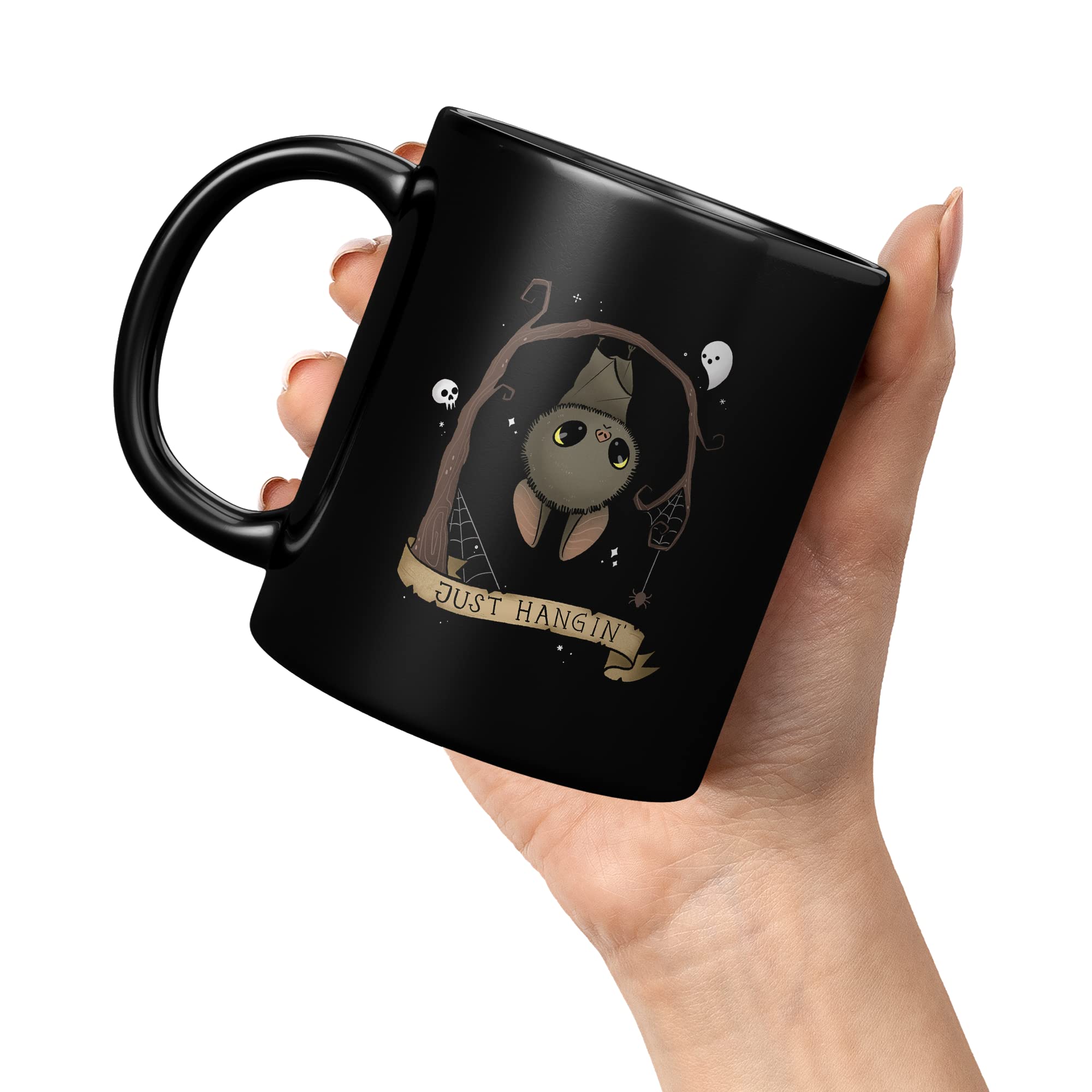 Funny Halloween Coffee Mug - Cute Hanging Bat Design for Spooky Coffee Lovers | Perfect for Halloween Parties, Office Gifts & Coffee Break Humor