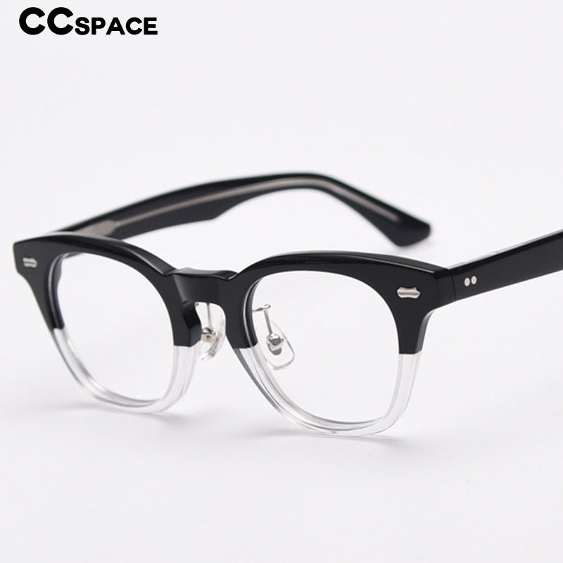 CCspace Unisex Full Rim Square Acetate Fiber Eyeglasses 55683 - Stylish & Durable Frame for Men & Women - Perfect for Reading, Work & Fashion Accessories