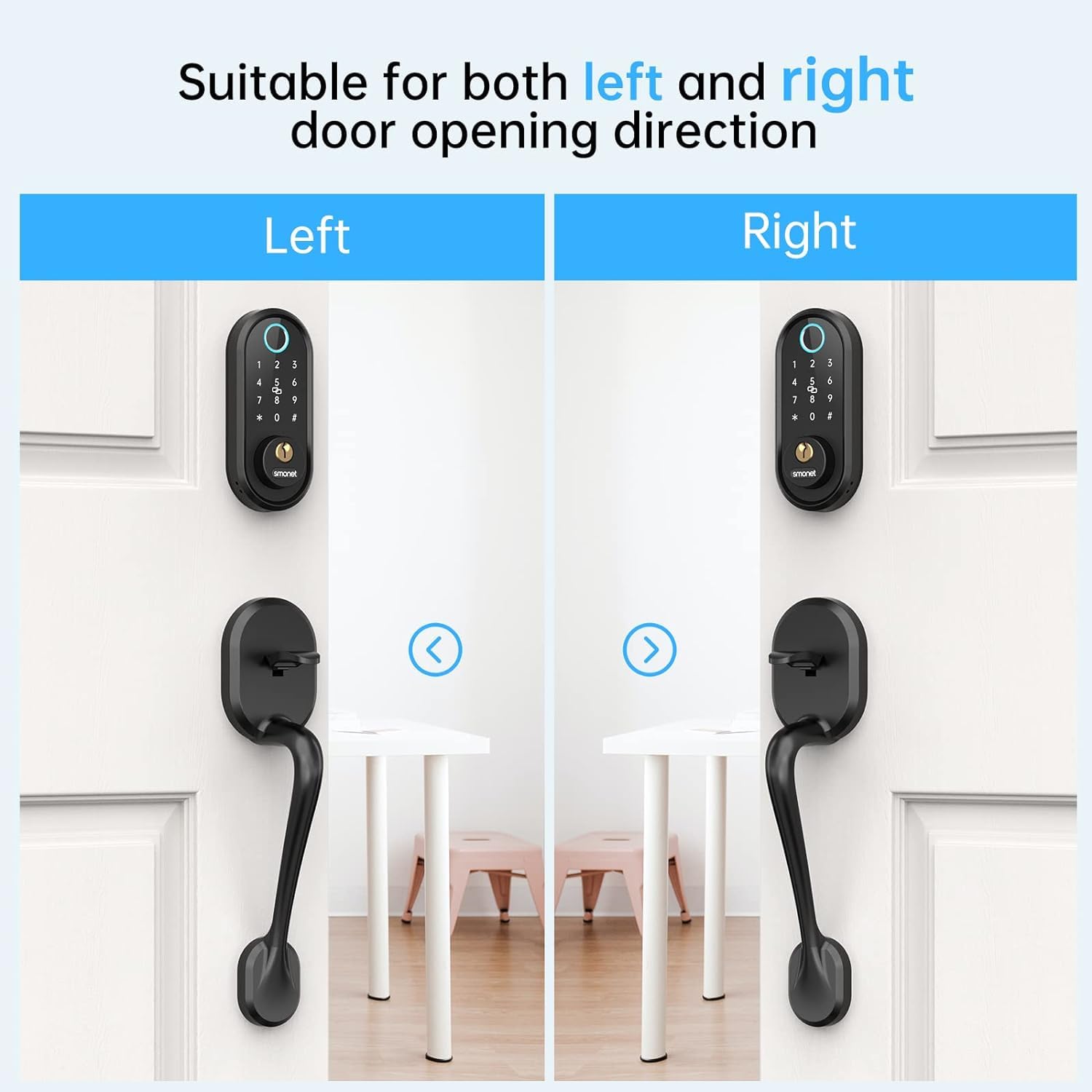 SMONET Smart Keyless Entry Door Lock - Alexa & Bluetooth Enabled Digital Keypad Deadbolt for Front Door, Black | Secure & Convenient Home Access for Families & Renters