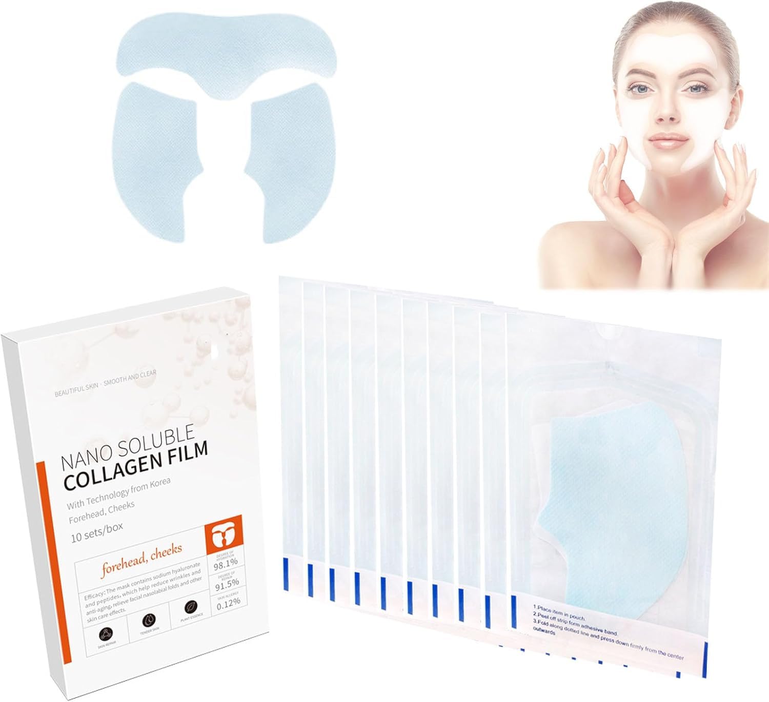 Skinifyx Hydrolyzed Collagen Patches for Face & Neck - Anti-Aging Nano Soluble Collagen Film Mask - Wrinkle Reduction & Skin Hydration Treatment - Perfect for Daily Skincare Routine & Spa Days