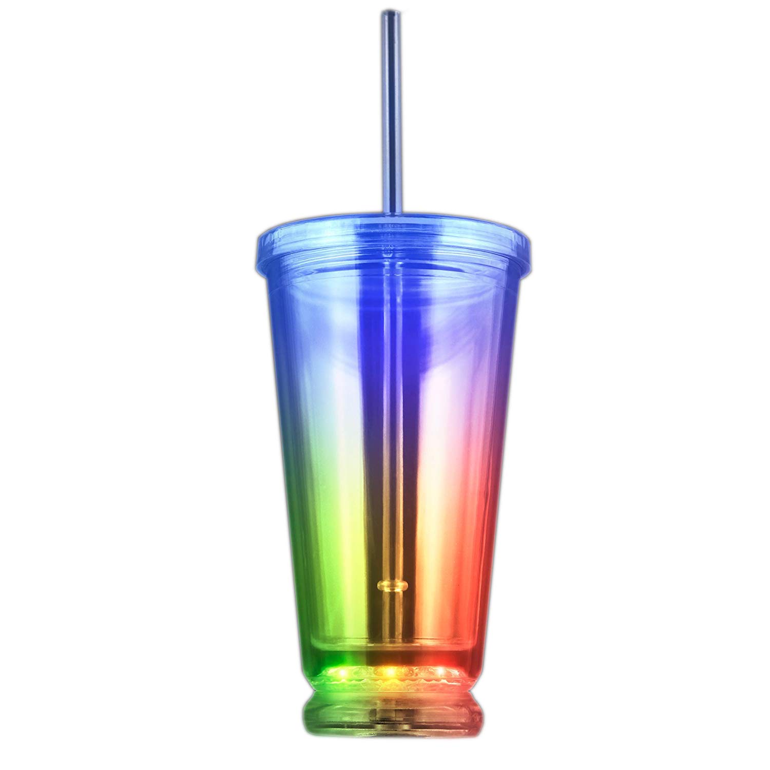 Large Double Wall LED to Go Tumbler with Handle - 32oz Insulated Stainless Steel Travel Mug, Leakproof Lid, Multicolor Light Options - Perfect for Coffee, Tea, Cold Drinks at Work, Gym, Camping & Road Trips
