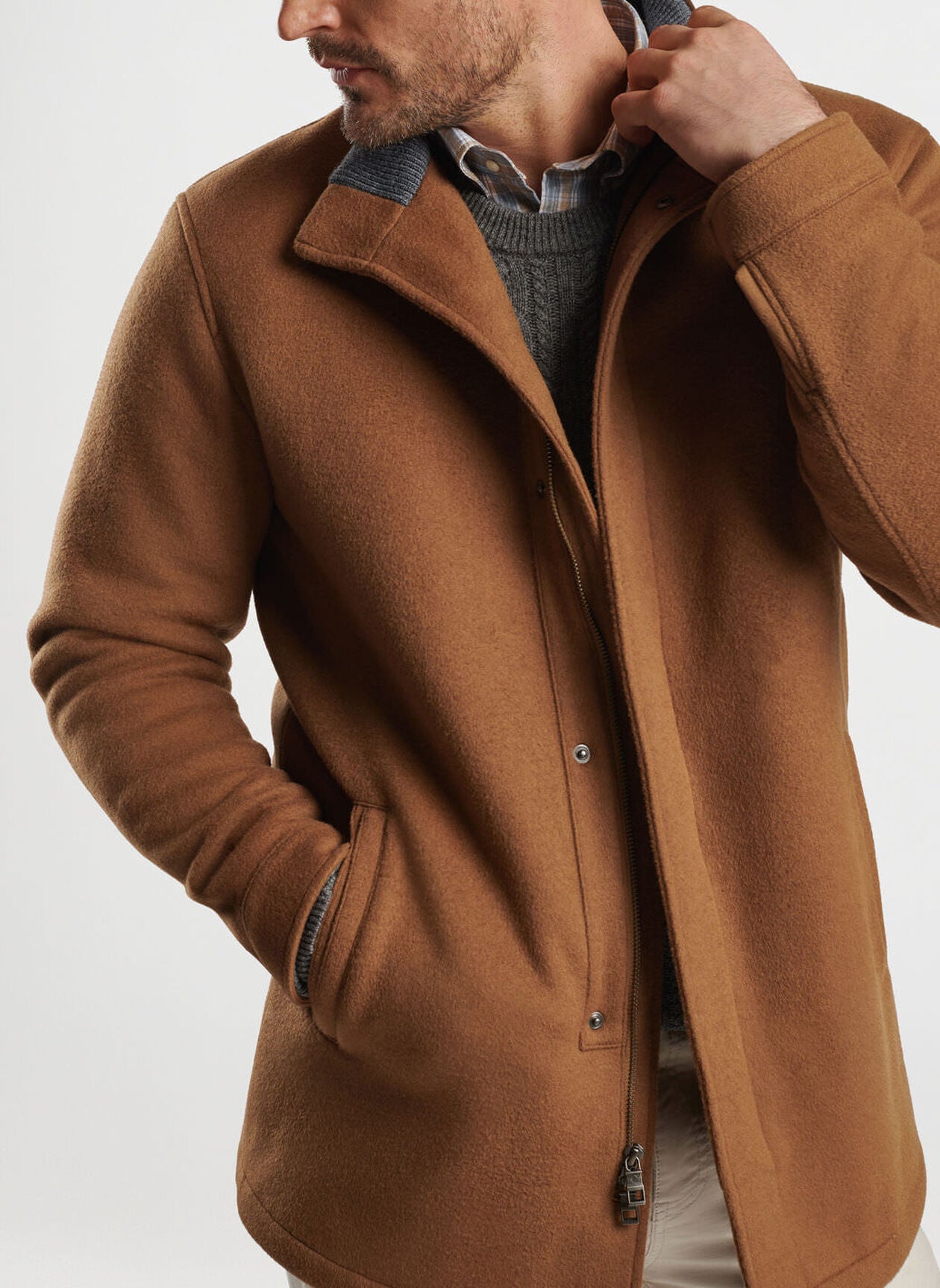Peter Millar Men's Fleece City Coat - Warm Winter Jacket for Urban Commute & Outdoor Activities | Water-Resistant & Lightweight for Daily Wear