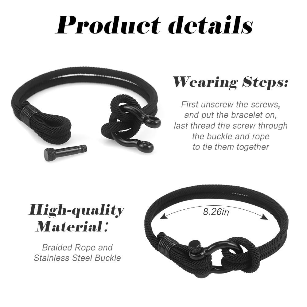 Men's Black Leather Bracelet - Graduation Gift for Him, Son, Grandson & Teen Boys | Back to School & First Day Present | Stylish & Durable for Daily Wear