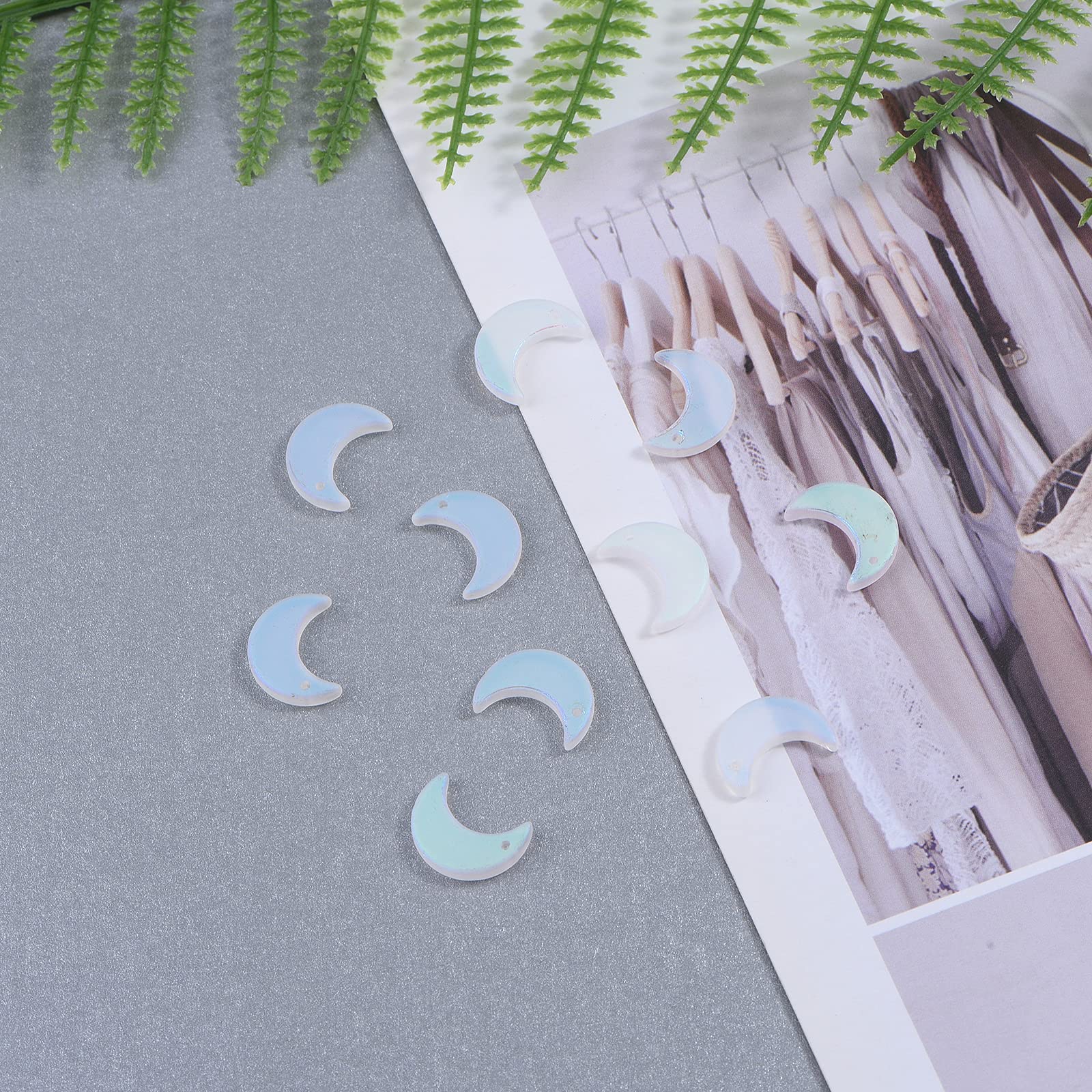 100Pcs Clear Moon Glass Charms - Transparent Crescent Pendants for DIY Jewelry Making, Bracelets & Necklaces - Perfect for Boho, Witchy & Celestial Jewelry Designs
