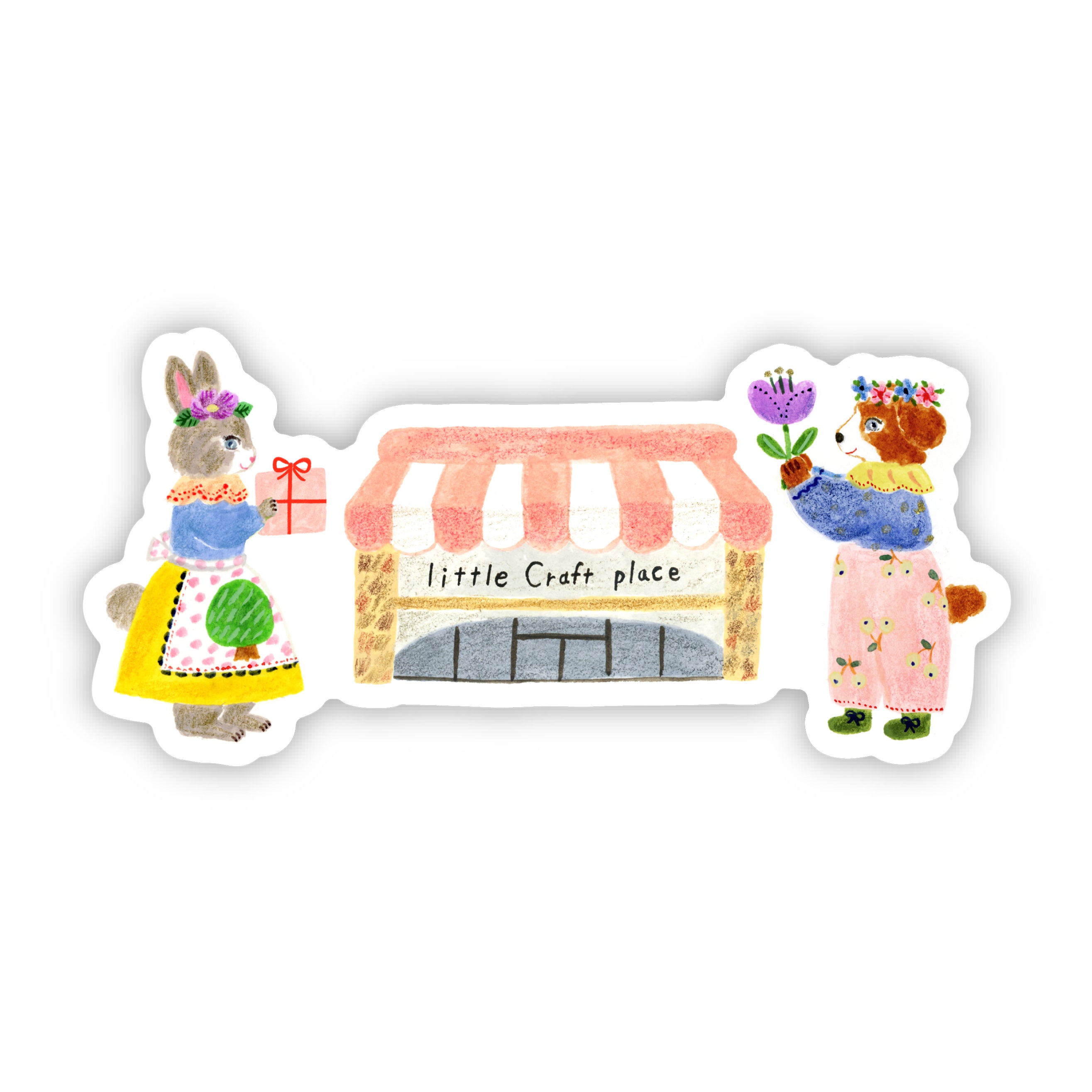 Aiko Fukawa x Little Craft Place Storefront Vinyl Sticker - Waterproof Decal for Laptops, Cars, Tumblers & DIY Crafts - Perfect for Scrapbooking, Journaling & Home Decor