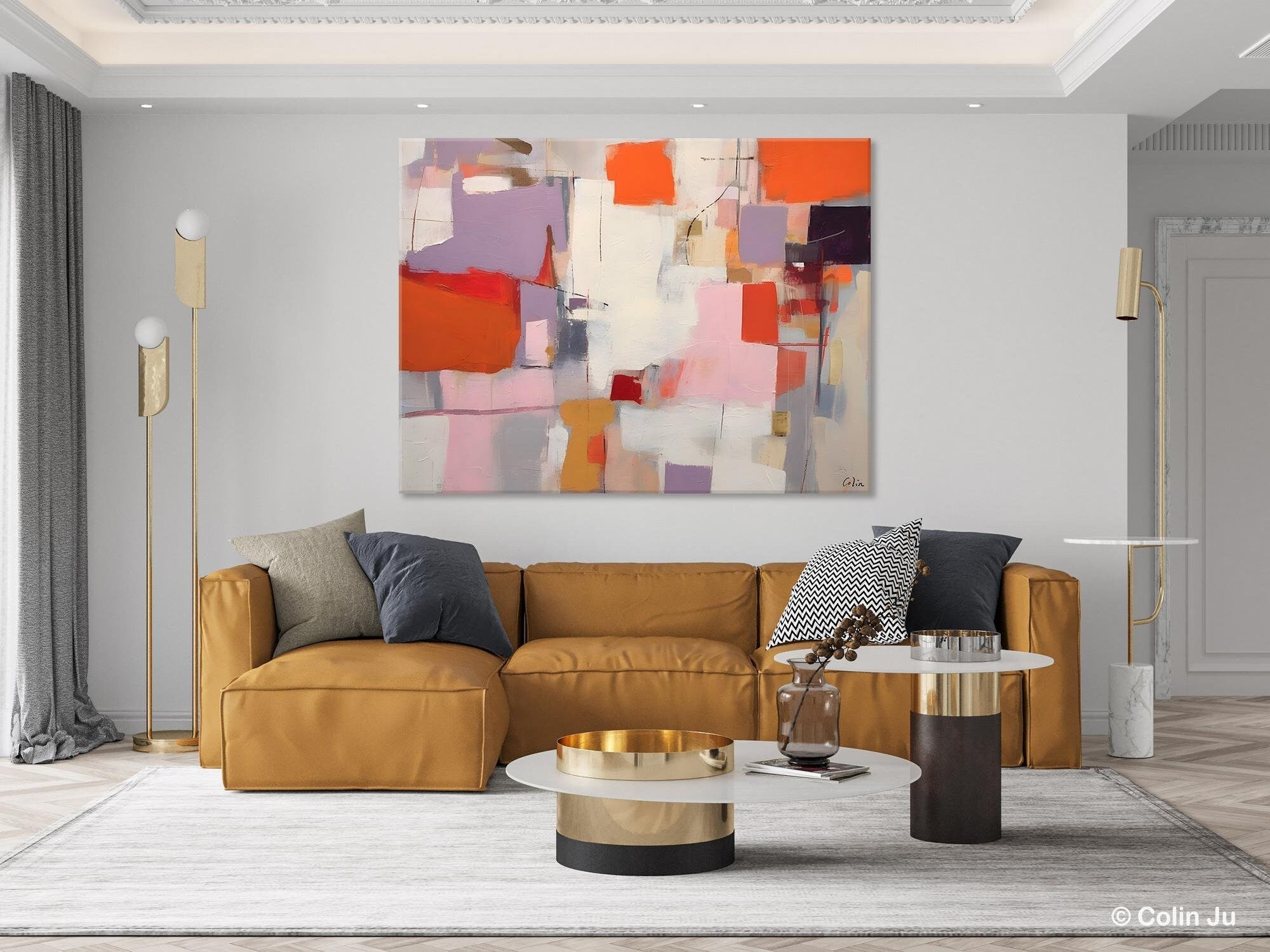 Large Original Abstract Acrylic Paintings on Canvas - Contemporary Oversized Modern Wall Art for Living Room, Bedroom & Office Decor