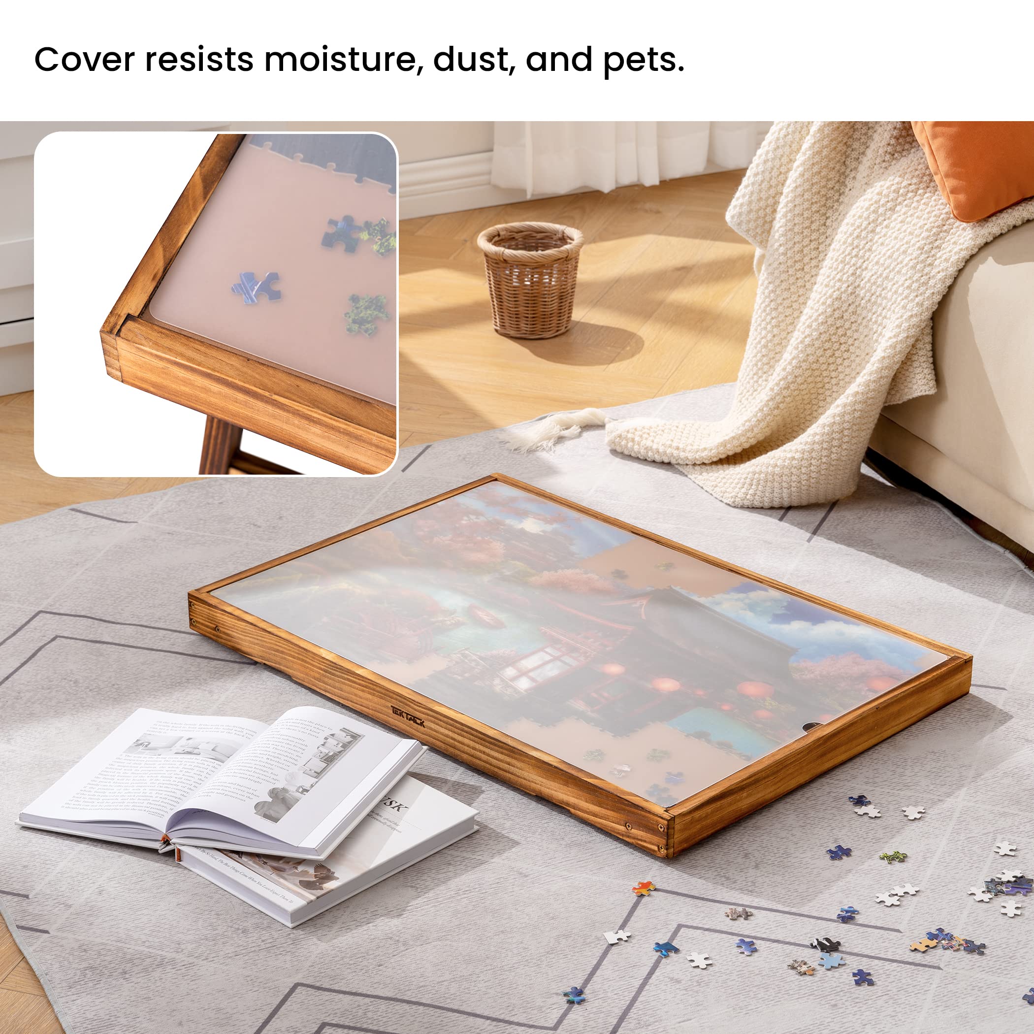 Premium LED Jigsaw Puzzle Table with Folding Legs & Cover - Adjustable Wooden Puzzle Board for Adults & Kids - 5 Angle Positions - Holds Up to 1000 Pieces - Perfect for Family Game Nights, Relaxation & Puzzle Storage