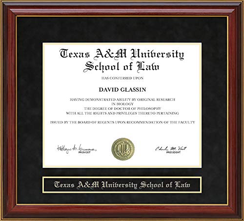 Texas A&M University School of Law Mahogany Diploma Frame - Premium Wood Display for Graduation Certificates - Perfect for Office, Study or Home Decor