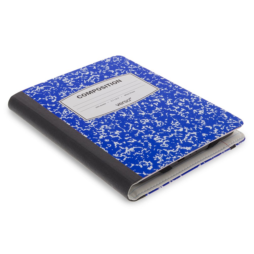 Verso Kindle Case - Classic Blue Composition Book Folio Style Protective Cover for Amazon Kindle (Fits Kindle Paperwhite, Kindle & Kindle Touch) | Durable & Stylish | Perfect for School, Work & Travel