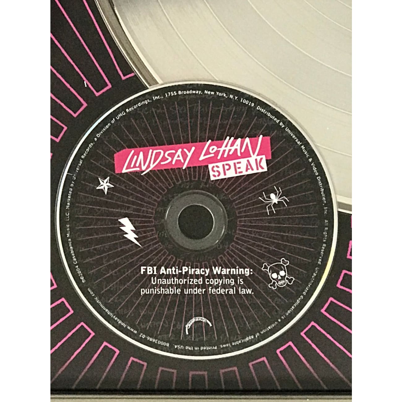 Lindsay Lohan Speak RIAA Platinum Album Award - Certified Music Achievement for Display & Collection - Perfect for Music Memorabilia Fans & Award Show Decor