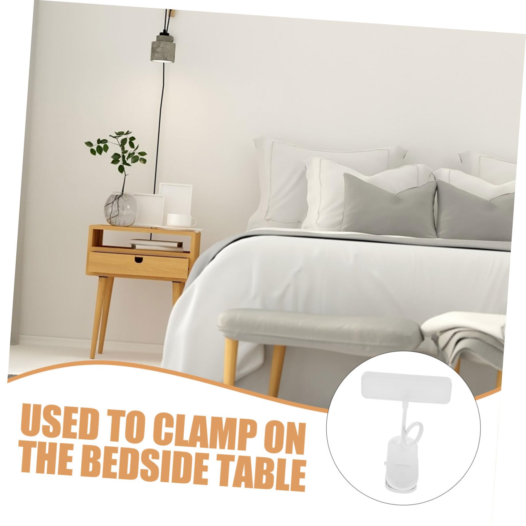 Veemoon Rechargeable LED Clip-on Table Lamp - 3 Brightness Levels, Portable Cordless Desk Light for Reading, Studying, Nightstand & Office Use