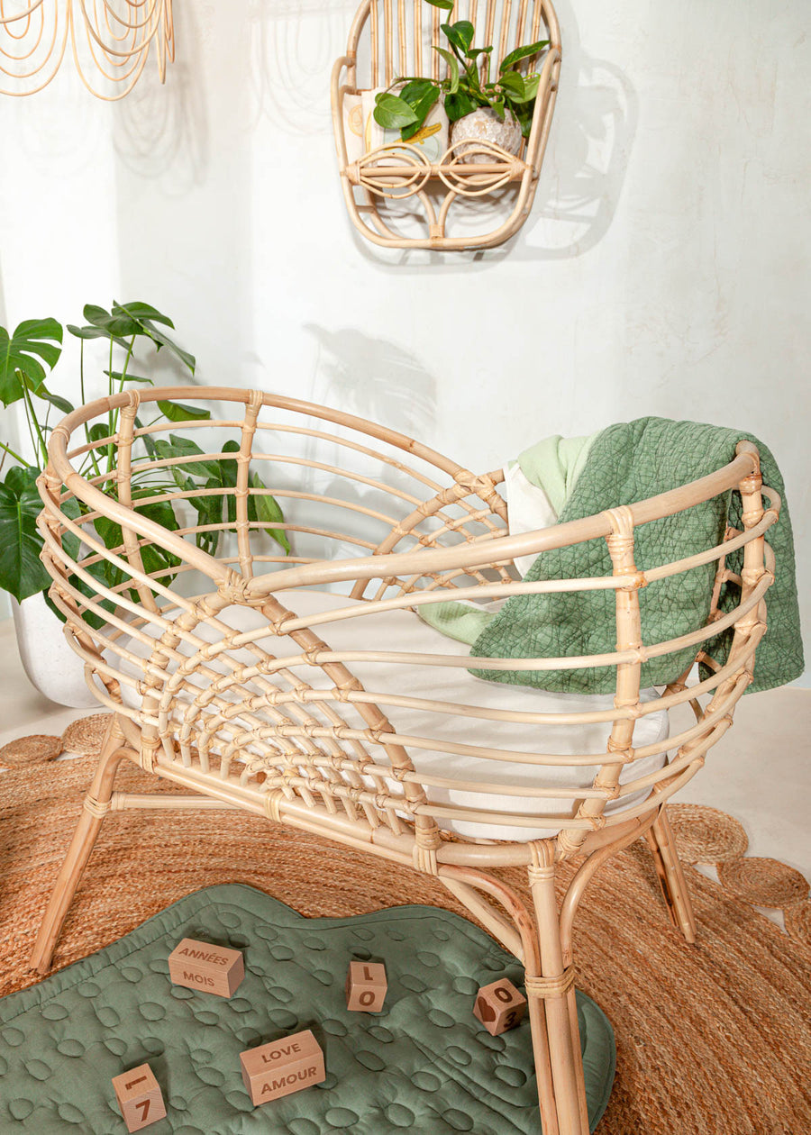 Coco Village Rattan Bassinet - Natural Woven Baby Crib for Newborns | Portable & Stylish Nursery Bed | Perfect for Home, Travel, and Nursery Decor
