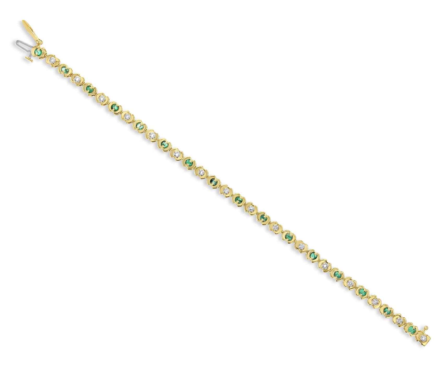 2 Carat Emerald & Diamond Tennis Bracelet in 14K Yellow Gold - Elegant Jewelry for Weddings, Parties & Special Occasions