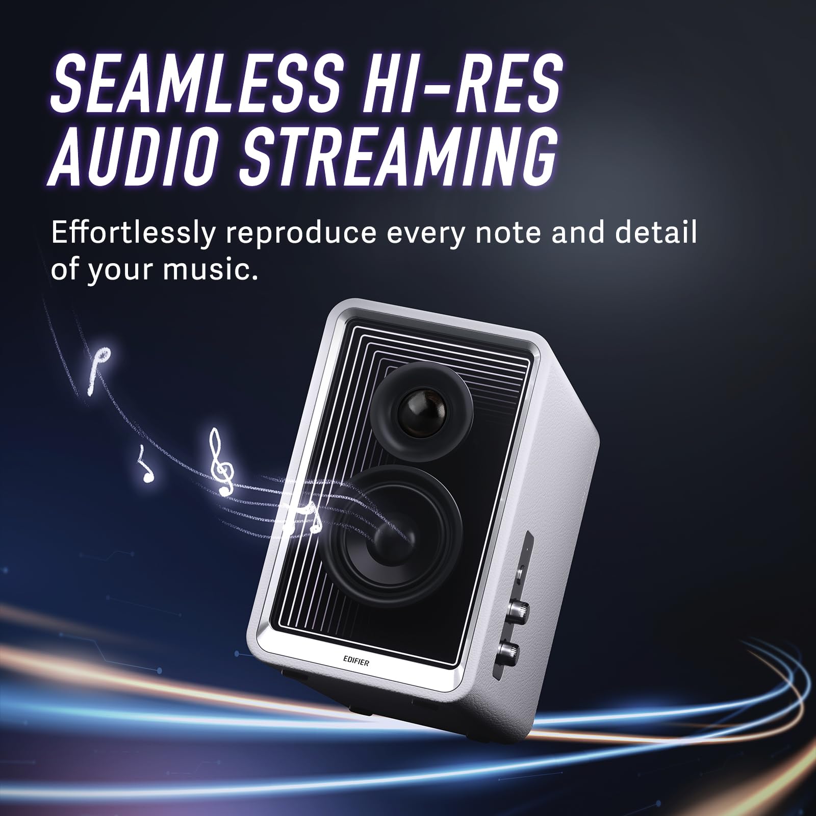 Edifier QR65 Active Monitor Speaker with 65W GaN Fast Charger - 70W RMS Bluetooth Computer Speakers, Hi-Res 24bit Wireless Audio, Subwoofer Out & RGB Light Effects (White) - Perfect for Home Studio, Gaming & Music Listening