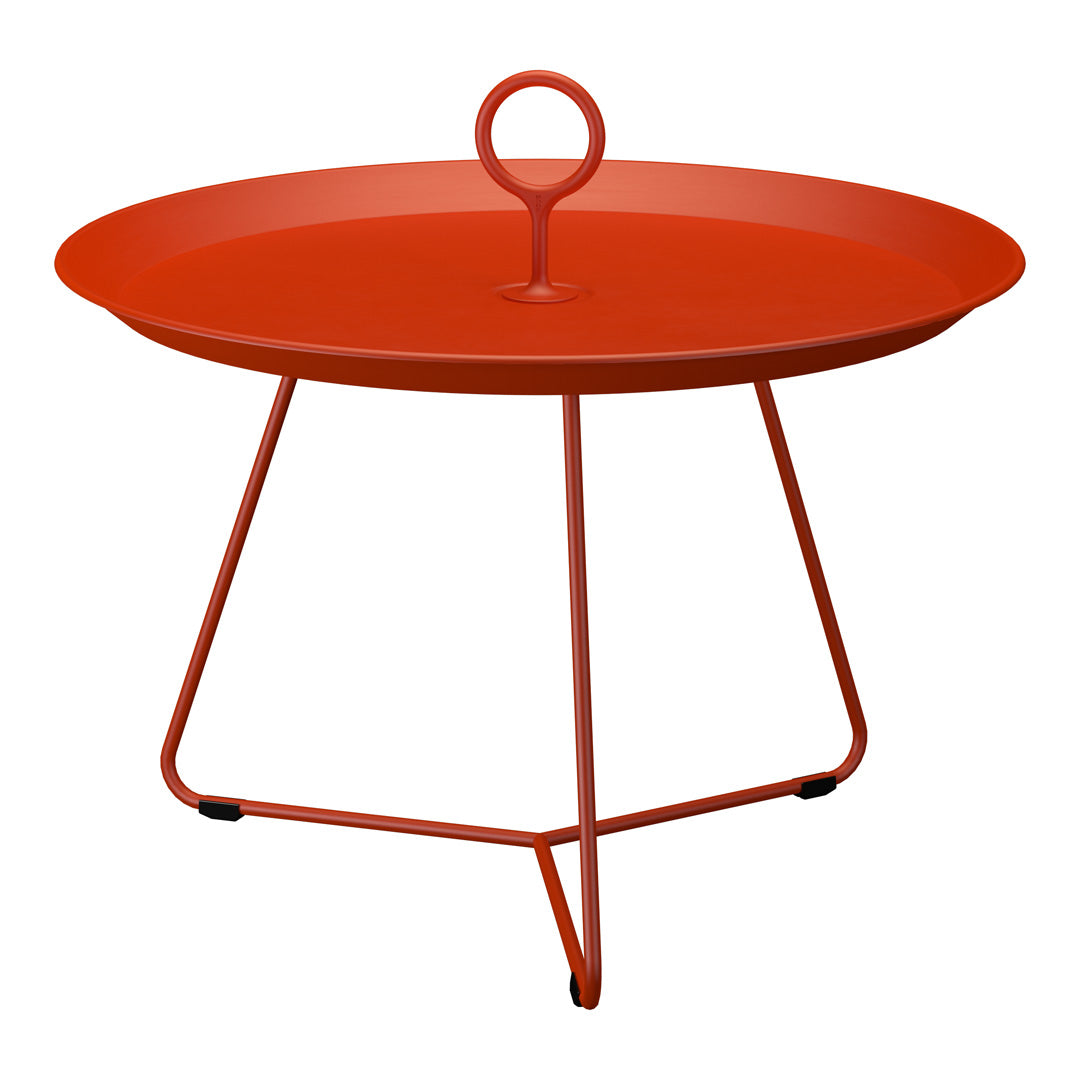 Sturdy Eyelet Outdoor Tray Table - Portable Side Table for Patio, Garden, Pool & Camping - Rust-Resistant Metal Drink Holder with Convenient Handle
