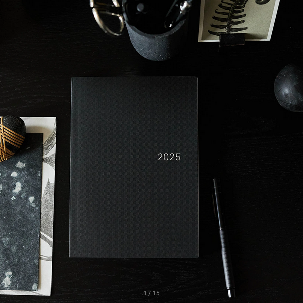 Hobonichi Techo 2025 Planner - Black Gingham HON A5 Size Daily Journal (English Edition) | January Start, Monday Start | Perfect for Work, School & Personal Organization