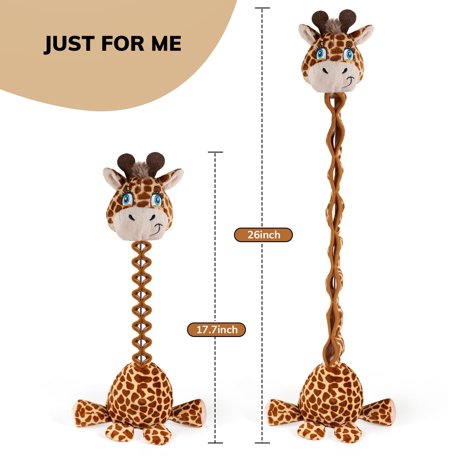Durable Squeaky Dog Toys for Large Breeds - Interactive Plush Tug of War Toy with Crinkle Paper, Chew-Resistant Stuffed Animal for Puppies & Adult Dogs (Giraffe Design) - Perfect for Playtime, Training & Anxiety Relief