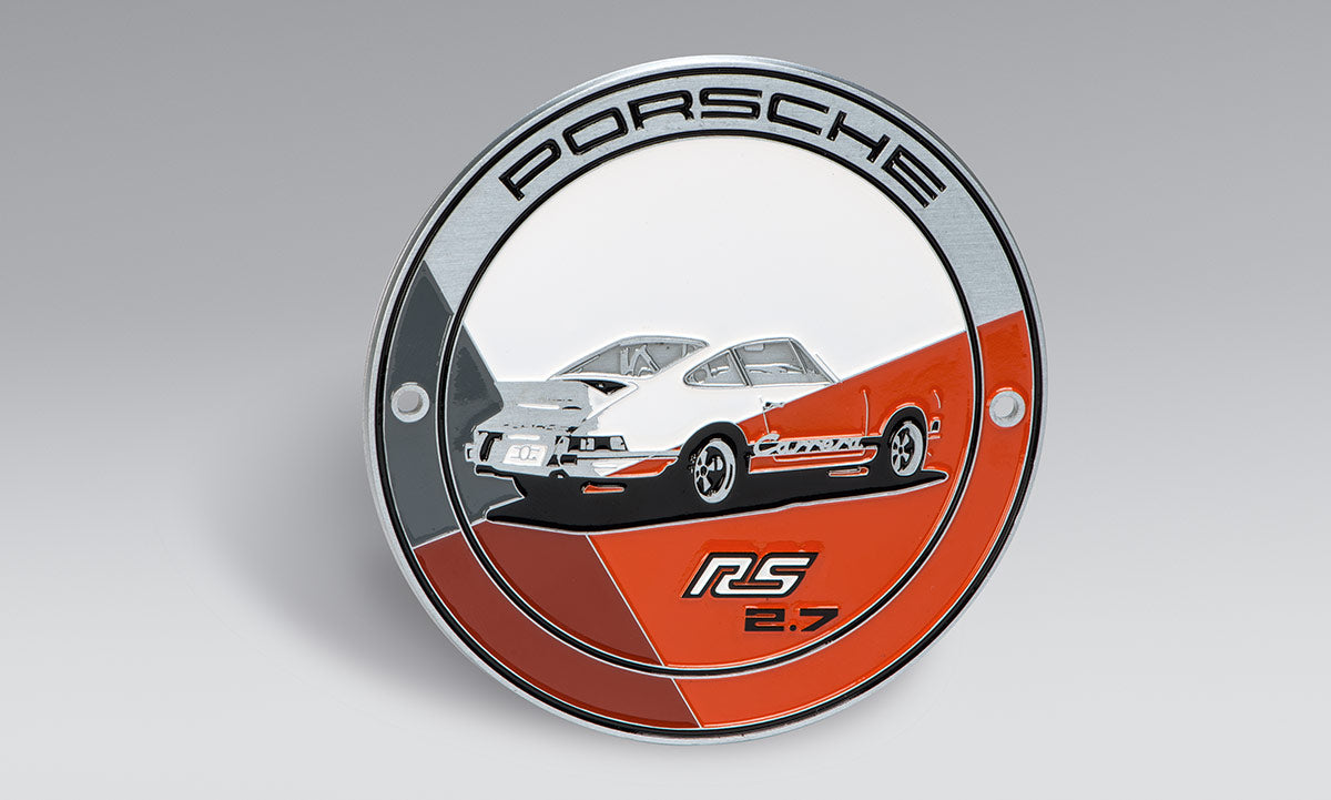 Porsche RS 2.7 Grille Badge - Genuine Emblem for Classic 911, 930 & 964 Models - Perfect for Car Enthusiasts & Porsche Collectors - Enhance Your Vehicle's Front Grille Style