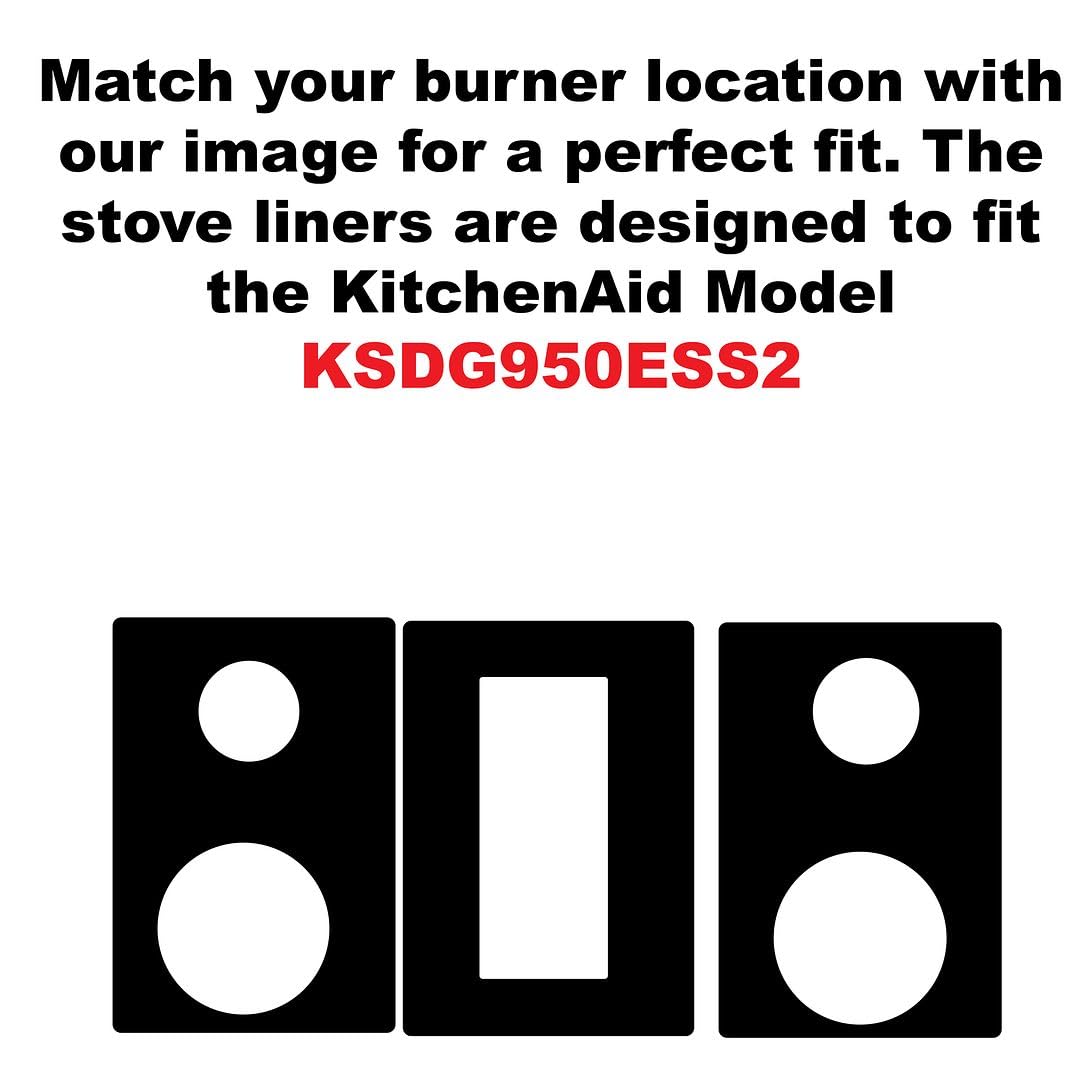Premium Plus Stove Protectors for KitchenAid Gas Range Model KSDG950ESS2 | Custom Cut & Easy to Clean Stove Liner | Made in USA | Perfect for Spill Protection & Countertop Safety in Modern Kitchens