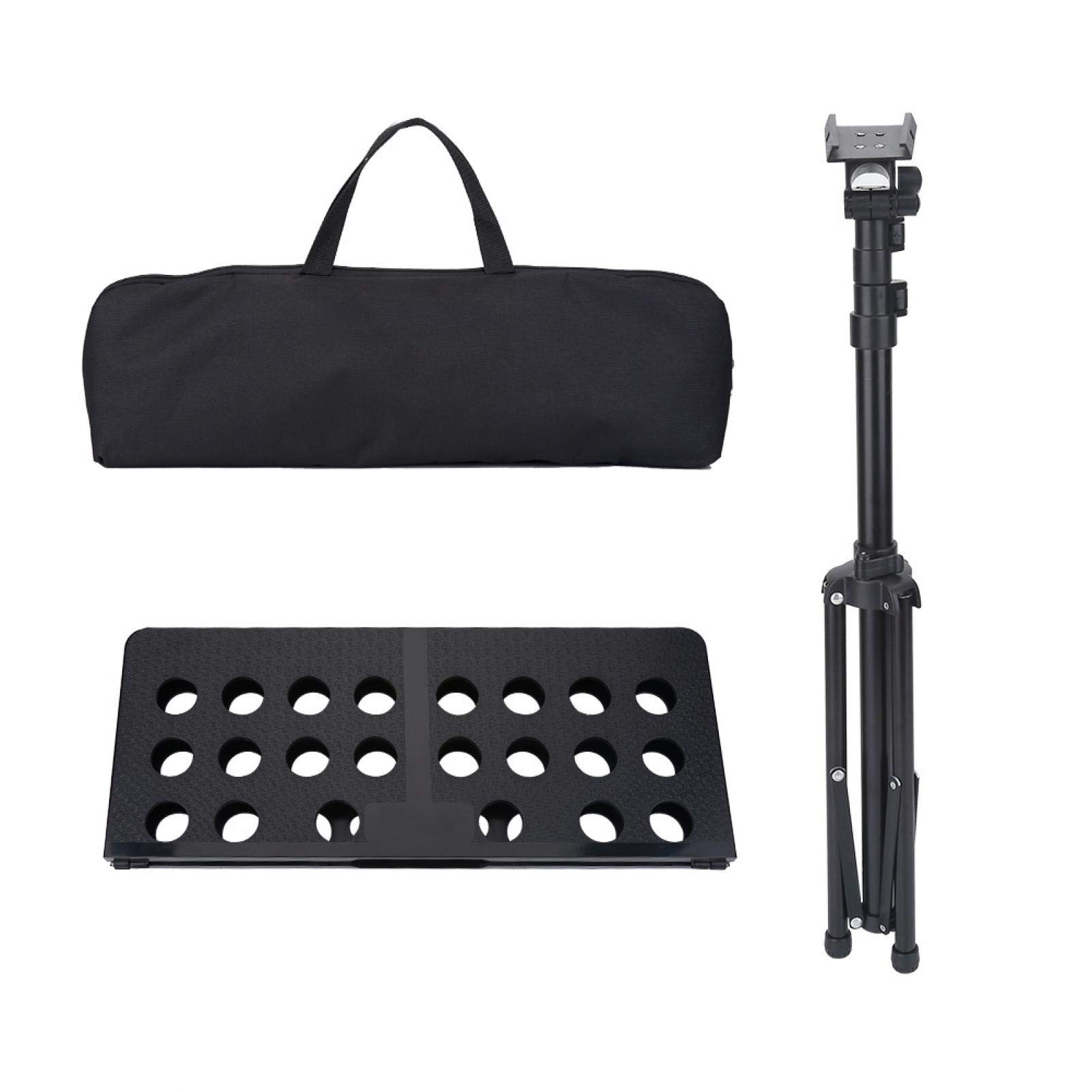 Portable Folding Music Stand - Adjustable Height, Super Sturdy Metal Tripod Base - Perfect for Guitar, Ukulele, Drums & Sheet Music - Ideal for Home Practice, Music Lessons & Live Performances (Black)