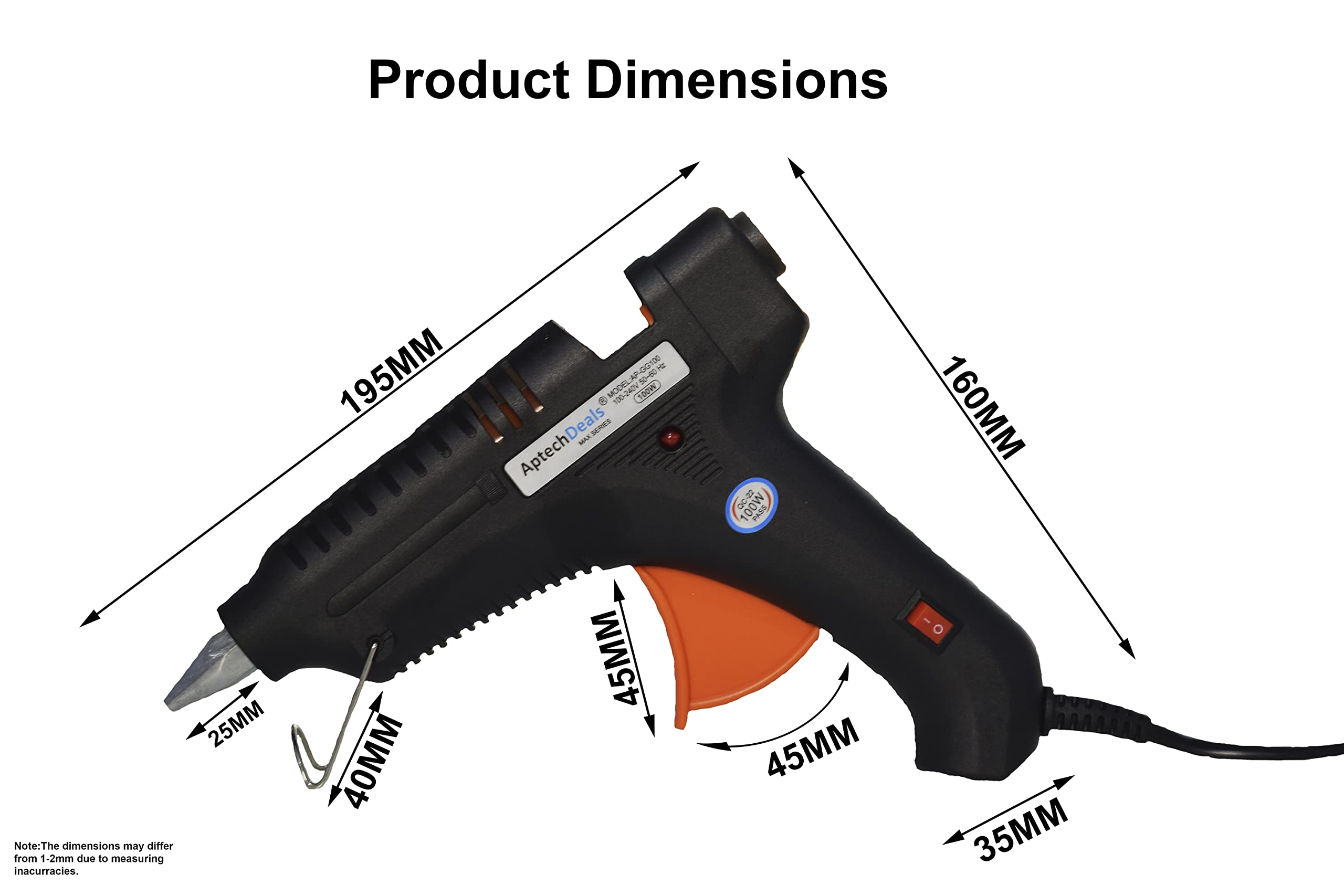 APTECH DEALS 100W Hot Glue Gun Kit with 5 Glue Sticks - Fast Heating Craft Tool for DIY Projects, Home Repairs, and Arts & Crafts
