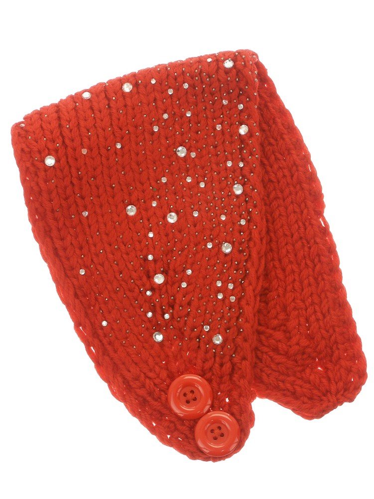 Women's Crystal Beaded Knit Head Wrap for Winter Fashion