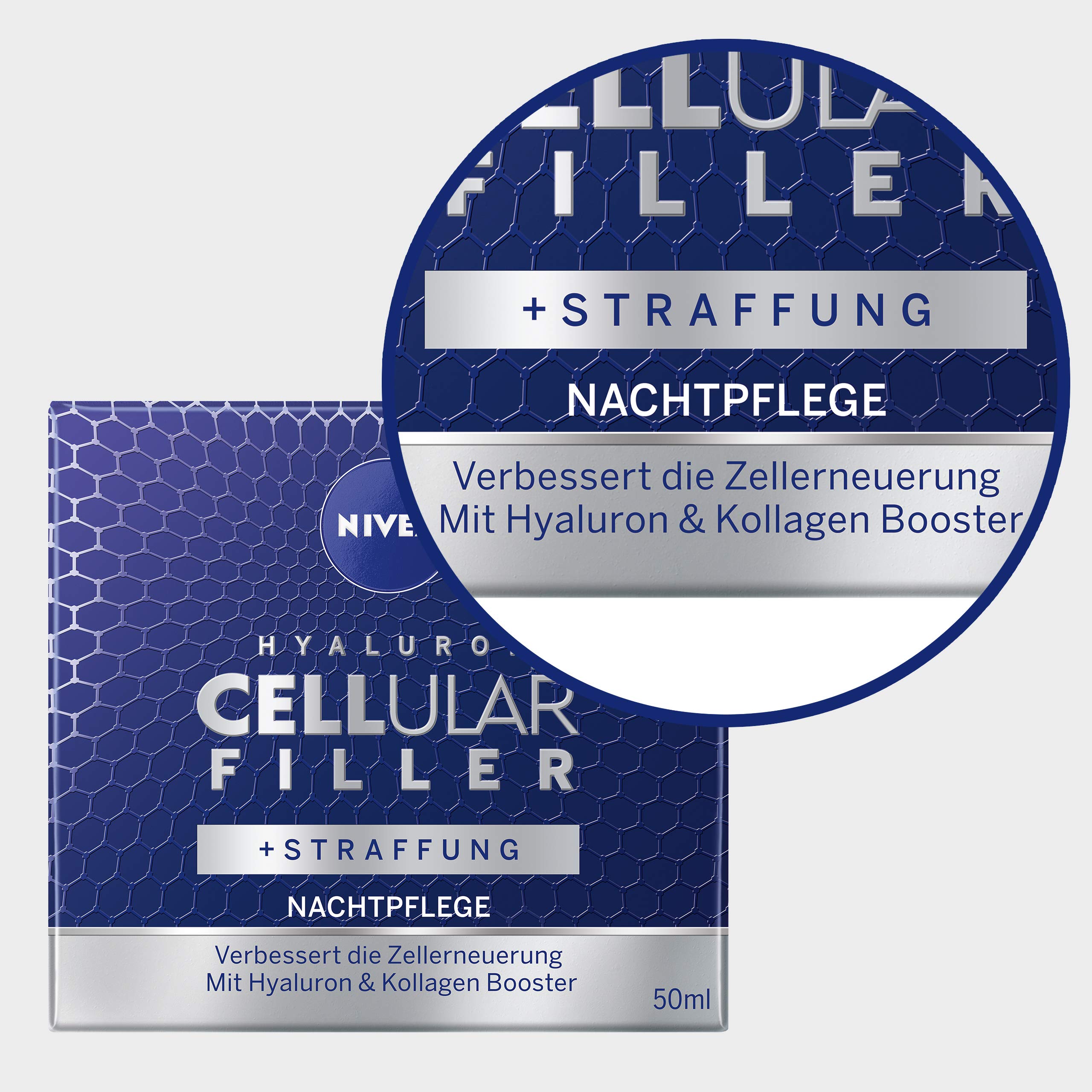 NIVEA Hyaluron Cellular Filler Anti-Aging Night Cream - 1.7 oz (50 ml) Deep Wrinkle Repair Face Moisturizer for Overnight Skin Rejuvenation | Perfect for Dry, Mature Skin Night Care Routine