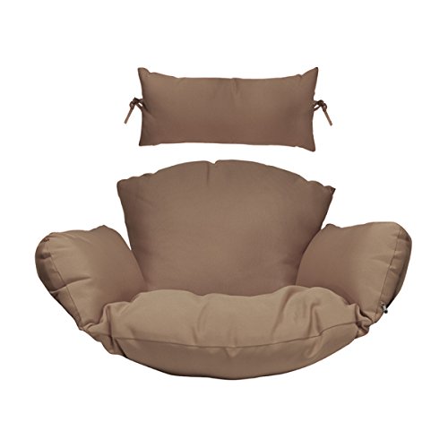 Outdoor Hanging Chair with Deep Seat Cushion Set - Includes Headrest & Armrest for Porch, Backyard, Patio - Comfortable Hammock Swing Replacement Cushions (Coffee Brown) - Perfect for Relaxing, Reading & Lounging in Your Garden or Balcony